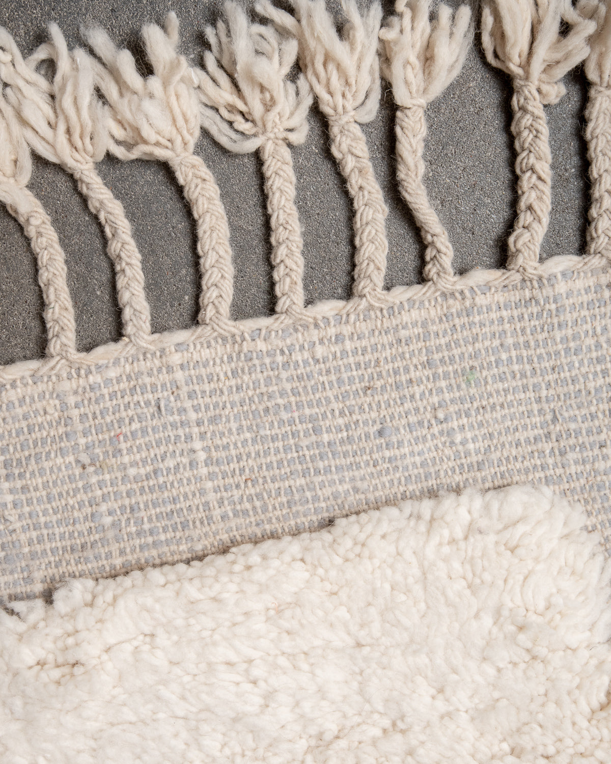 Modern, designer, handcrafted Berber rug from Morocco. Beniourain carpet with beautiful colours and patterns and fluffy wool texture.