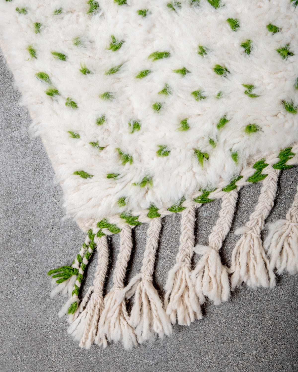 Modern, designer, handcrafted Berber rug from Morocco. Beniourain carpet with beautiful colours and patterns and fluffy wool texture.