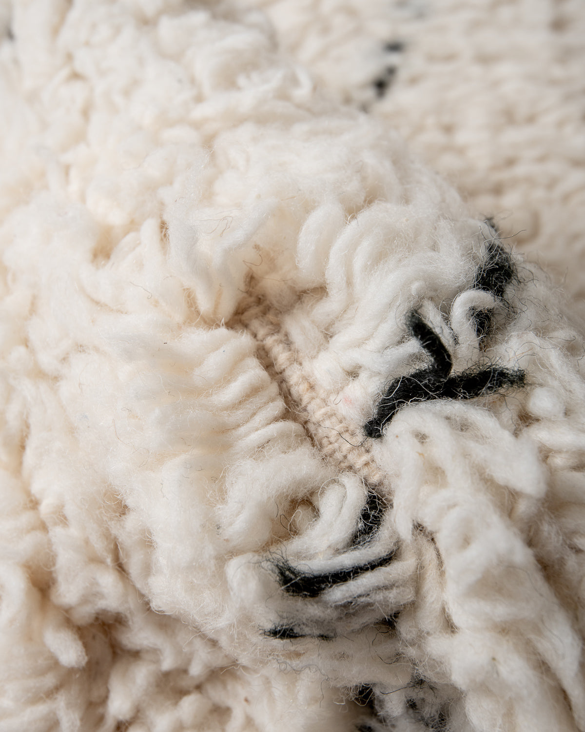 Modern, designer, handcrafted Berber rug from Morocco. Beniourain carpet with minimalist design, natural wool pile and a fluffy texture.