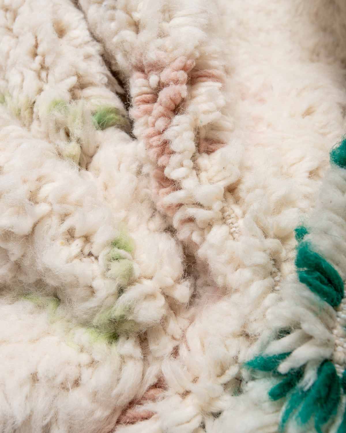 Modern, designer, handcrafted Berber rug from Morocco. Beniourain carpet with beautiful colours and patterns and fluffy wool texture.