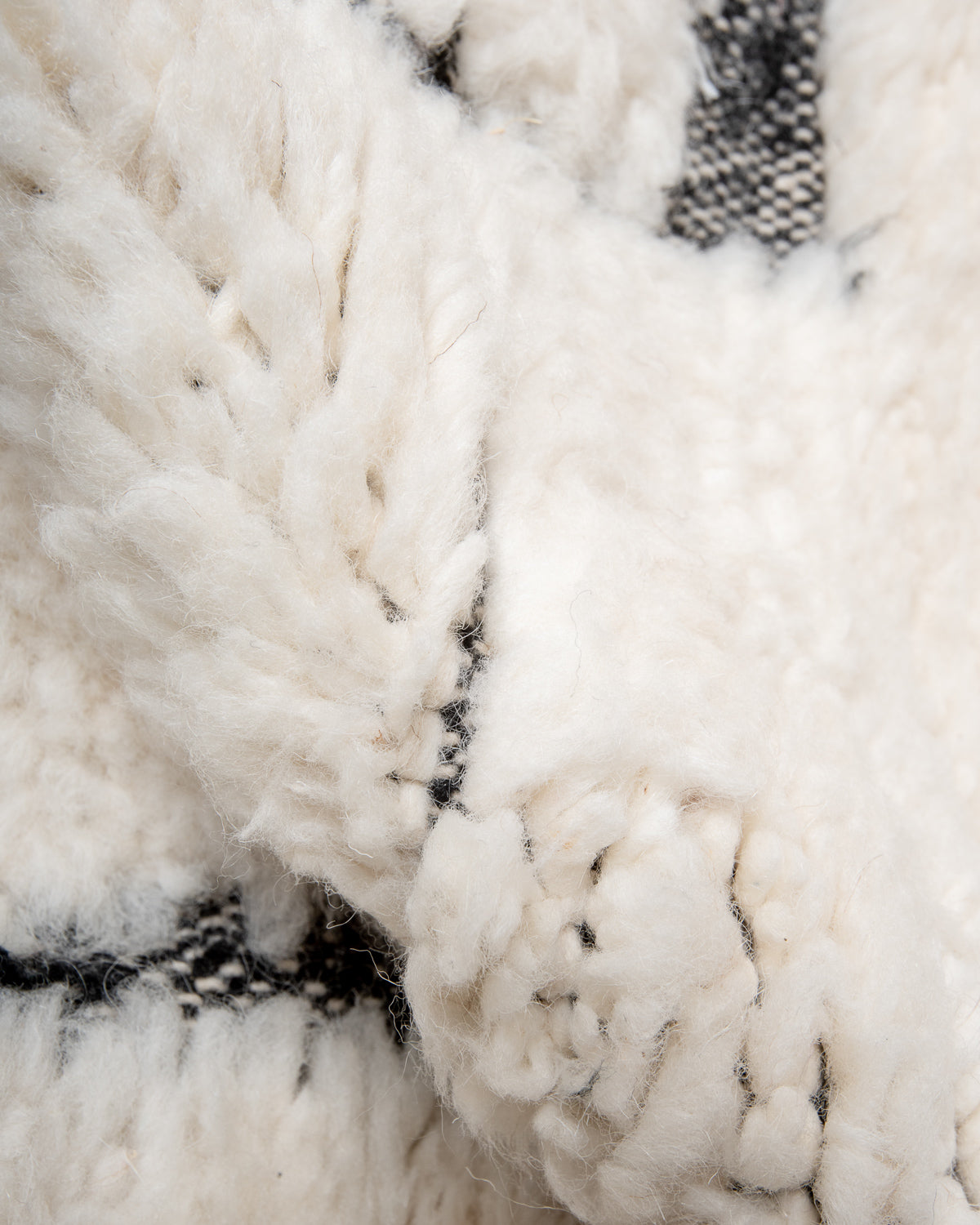 Modern, designer, handcrafted Berber rug from Morocco. Beniourain carpet with beautiful colours and patterns and fluffy wool texture