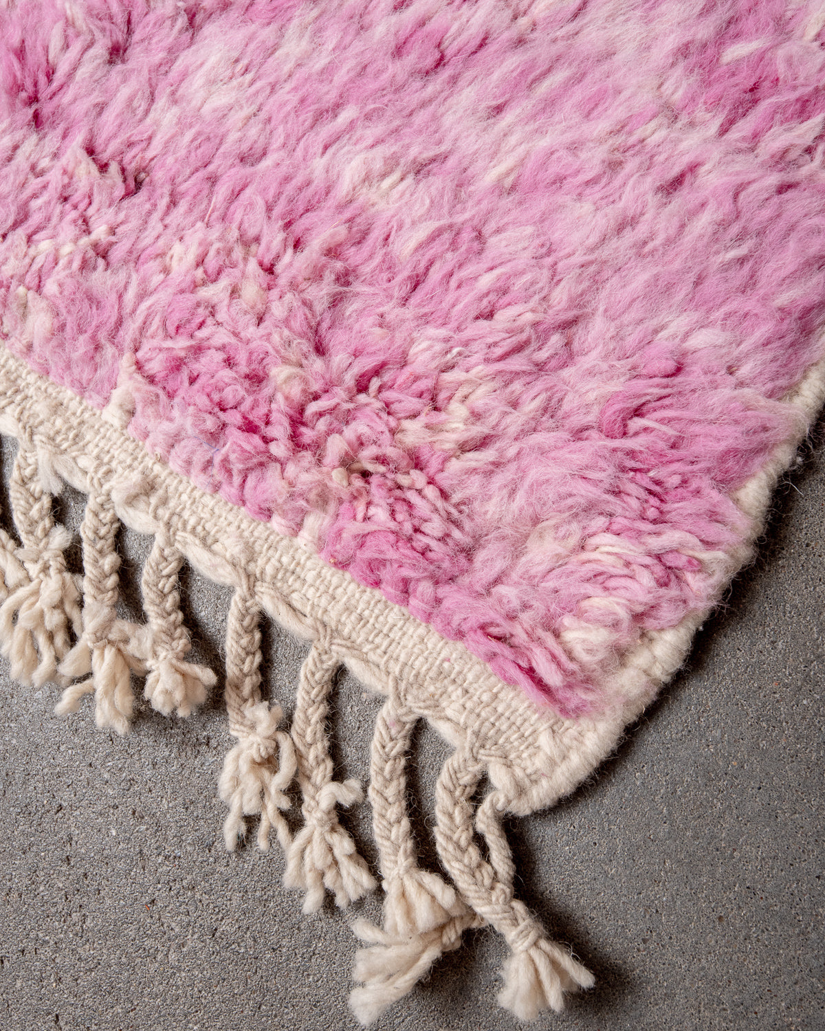 Modern, designer, handcrafted Berber rug from Morocco. Beniourain carpet with beautiful colours and patterns and fluffy wool texture.