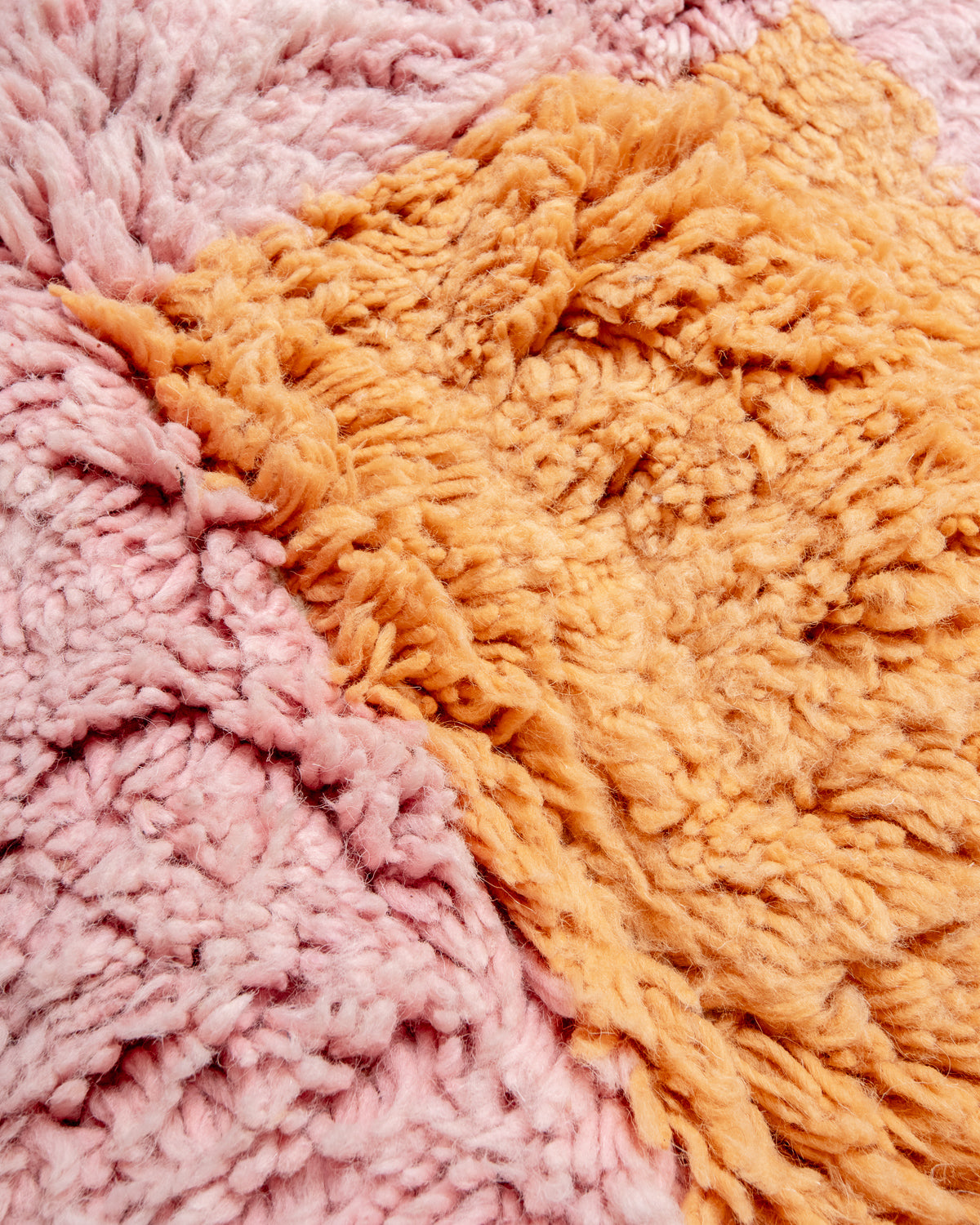 Modern, designer, handcrafted Berber rug from Morocco. Beniourain carpet with beautiful colours and patterns and fluffy wool texture.