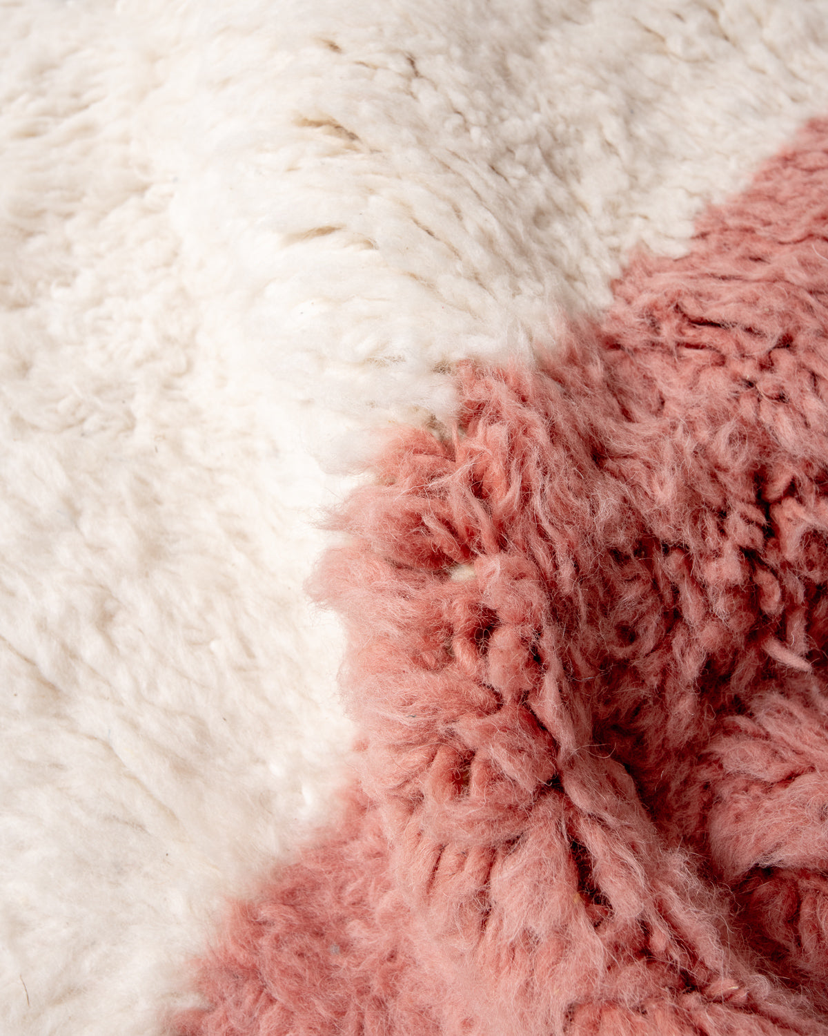 Modern, designer, handcrafted Berber rug from Morocco. Beniourain carpet with beautiful colours and patterns and fluffy wool texture.