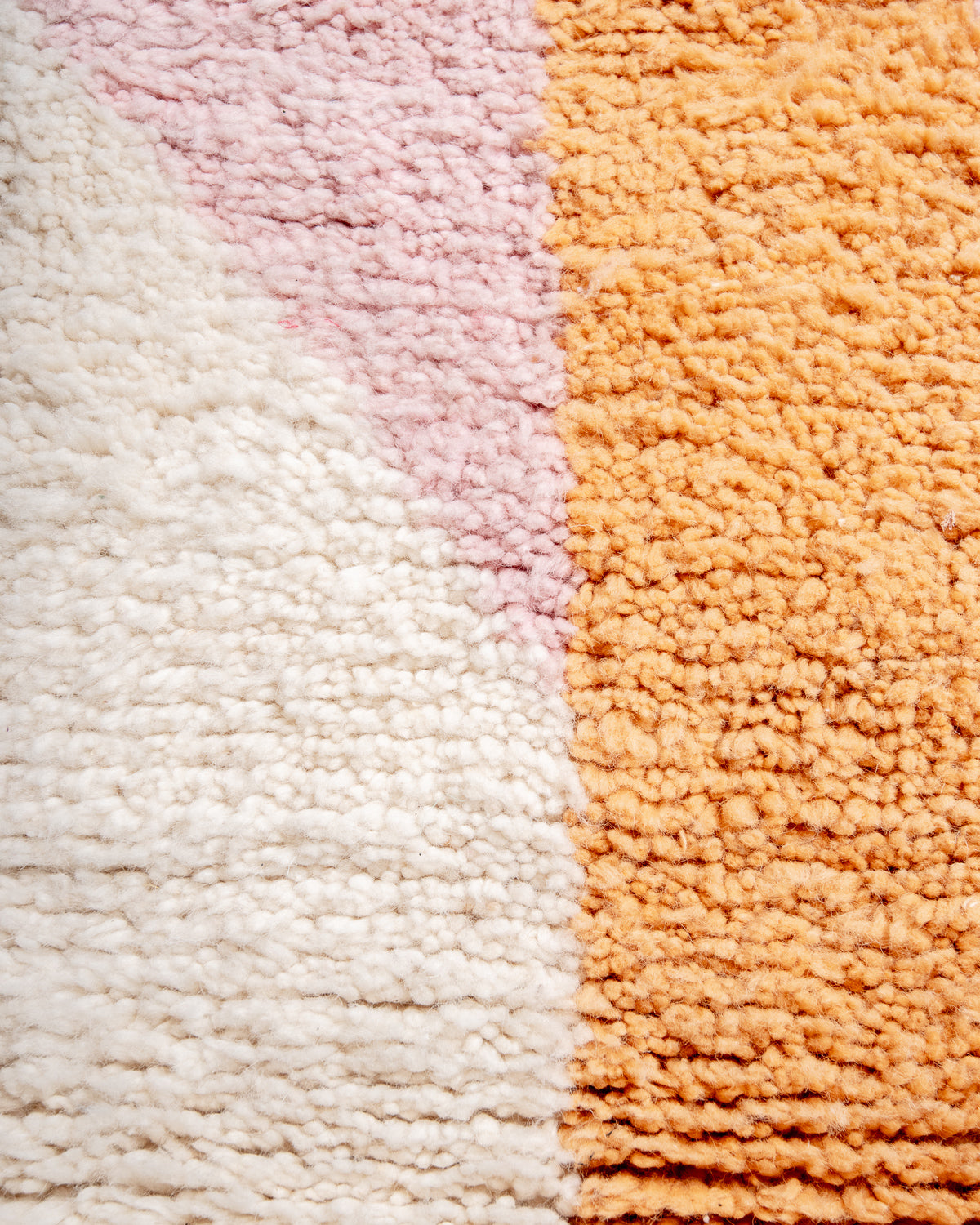 Modern, designer, handcrafted Berber rug from Morocco. Beniourain carpet with beautiful colours and patterns and fluffy wool texture. 