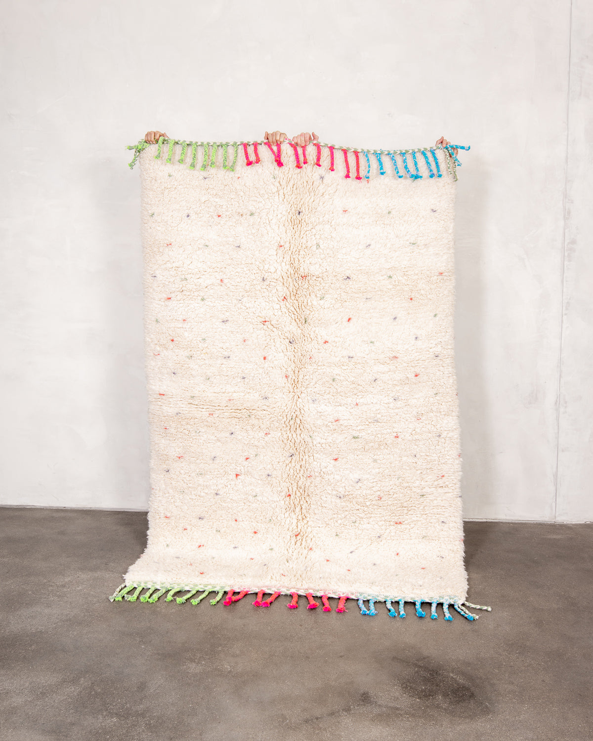 Modern designer handcrafted Berber rug from morocco Beniourain with beautiful colors and patterns