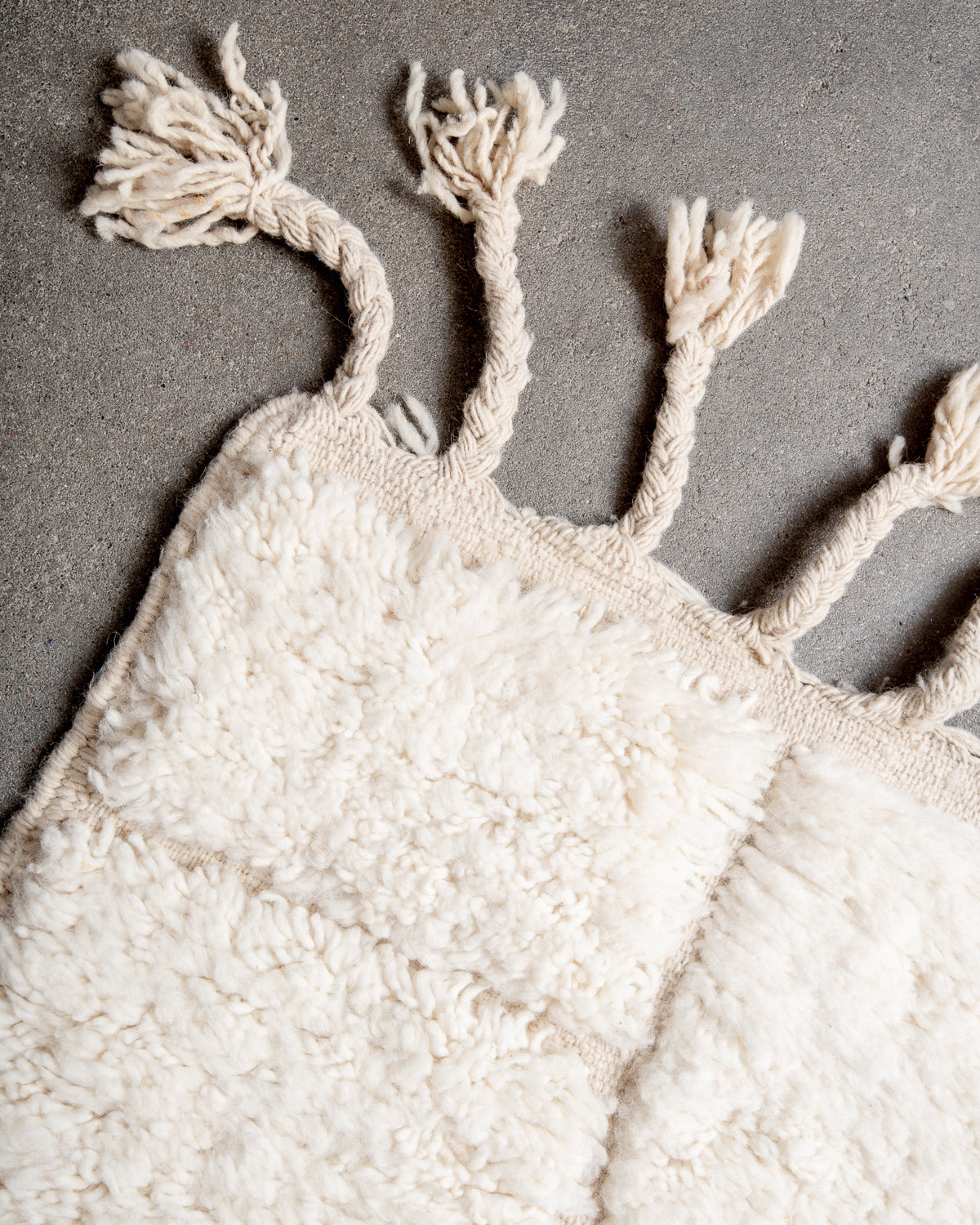 Modern, designer, handcrafted Berber rug from Morocco. Beniourain carpet with minimalist design, natural wool pile and a fluffy texture.