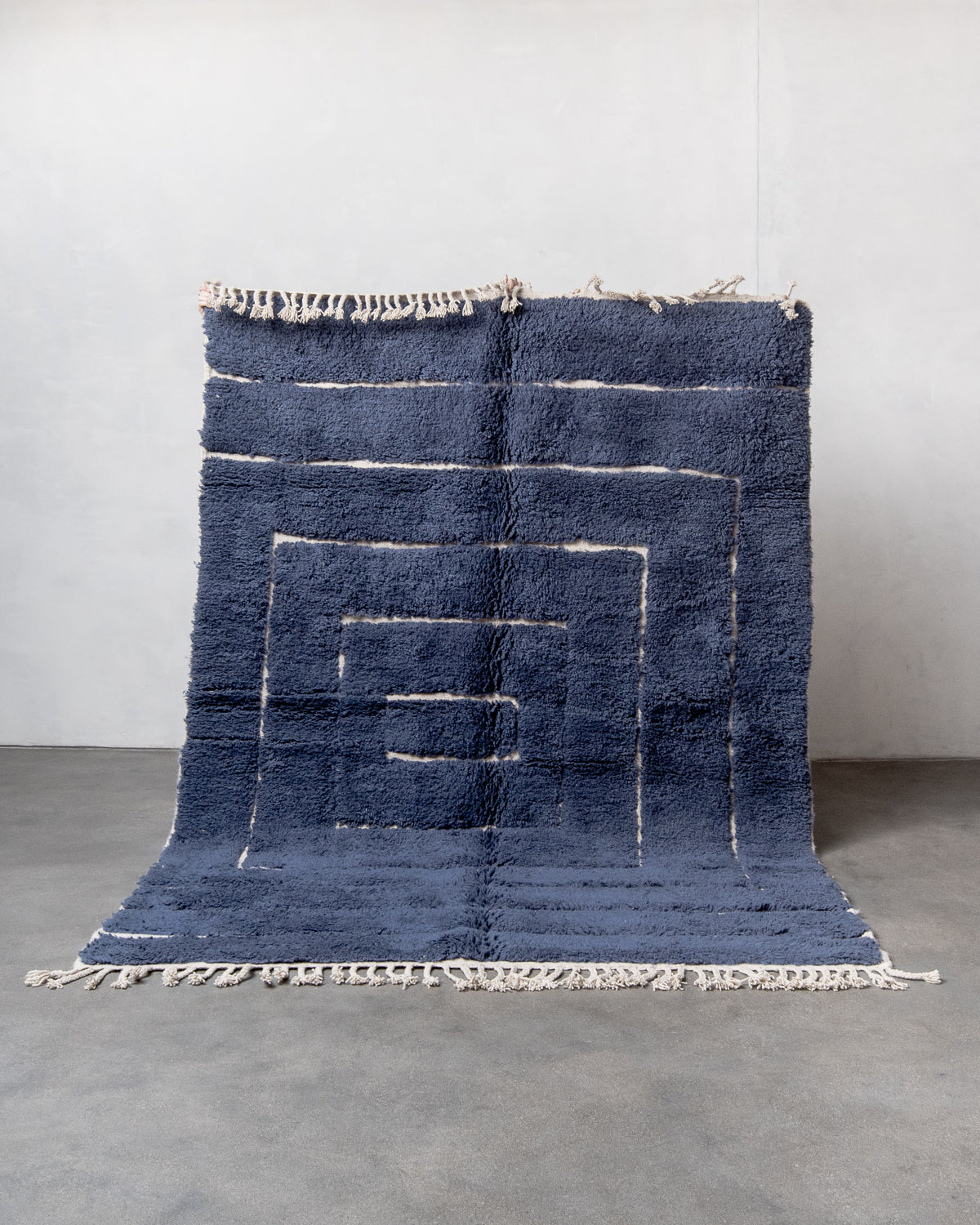 Modern, designer, handcrafted Berber rug from Morocco. Beniourain carpet with beautiful colours and patterns and fluffy wool texture. 