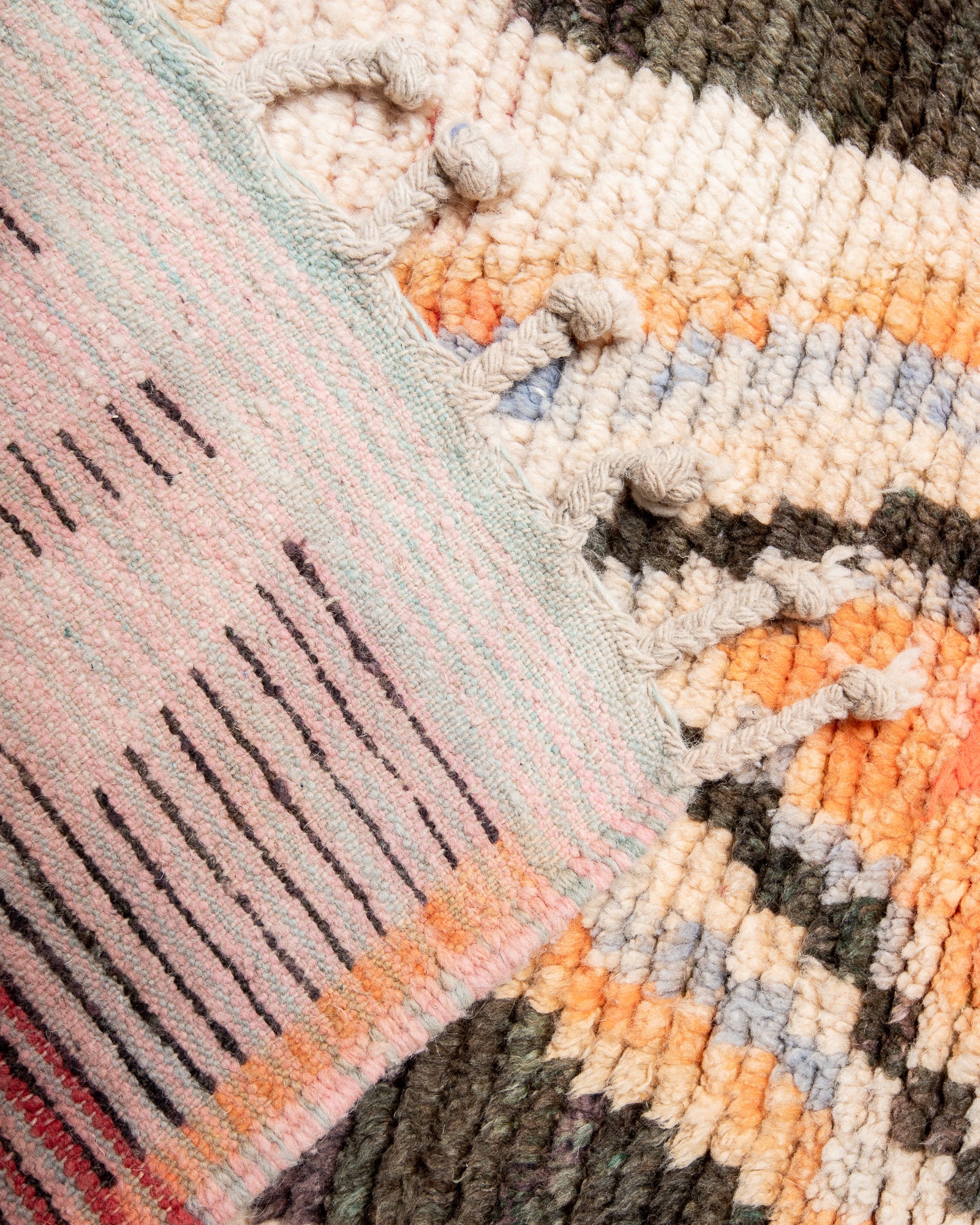 Modern designer handcrafted vintage Berber runner rug from Morocco. Beniourain with beautiful colours and patterns.