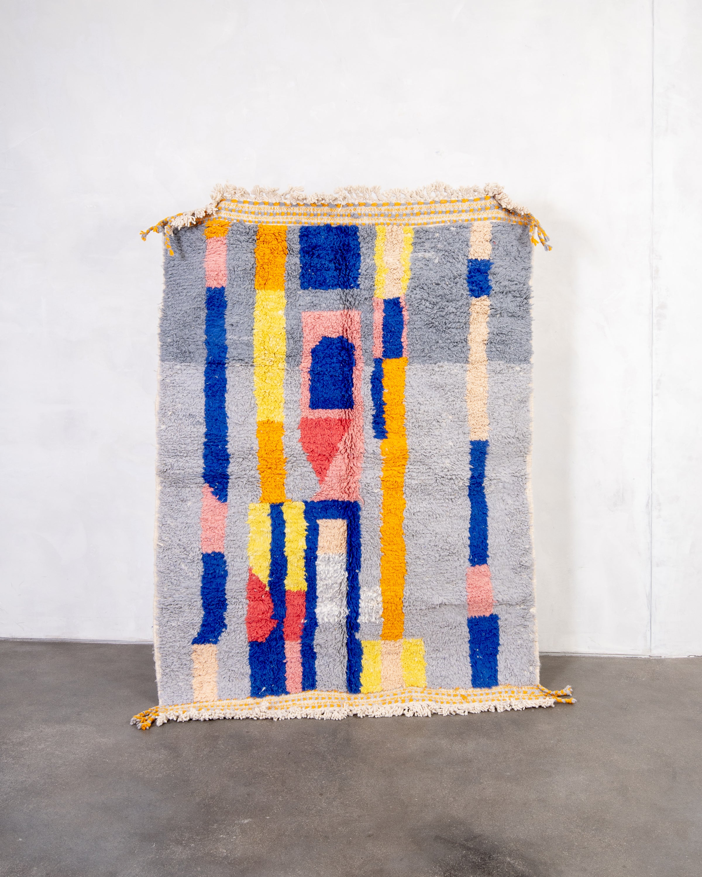 Modern designer handcrafted Berber rug from morocco Beniourain with beautiful colors and patterns