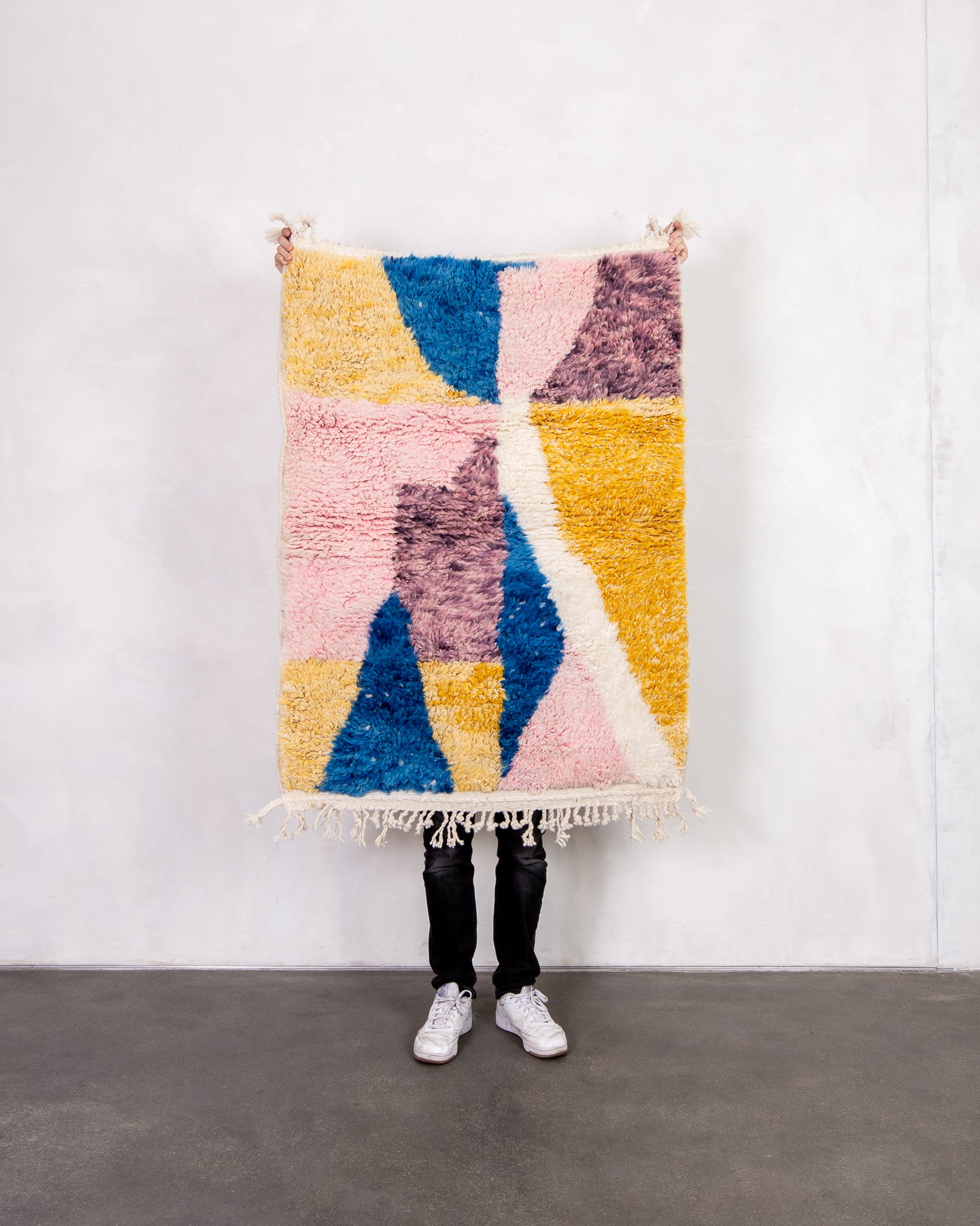 Modern designer handcrafted Berber rug from morocco Beniourain with beautiful colors and patterns