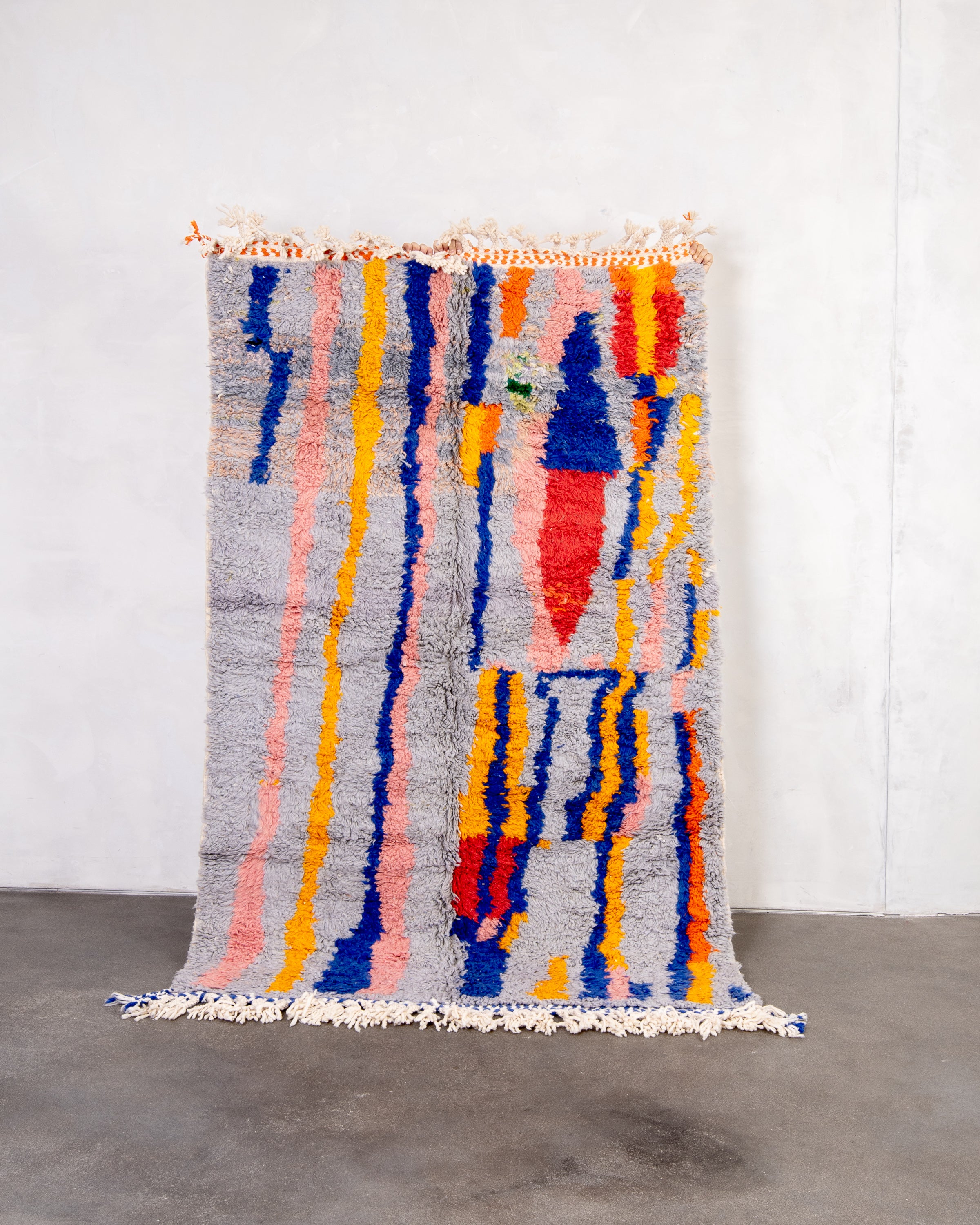 Modern designer handcrafted Berber rug from morocco Beniourain with beautiful colors and patterns