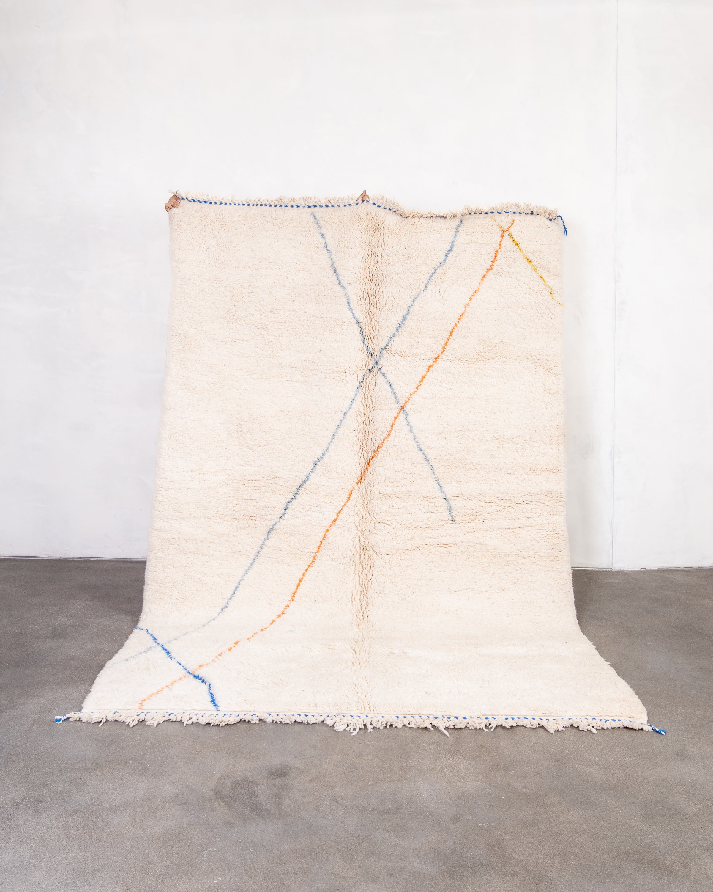 Modern designer handcrafted Berber rug from morocco Beniourain with beautiful colors and patterns