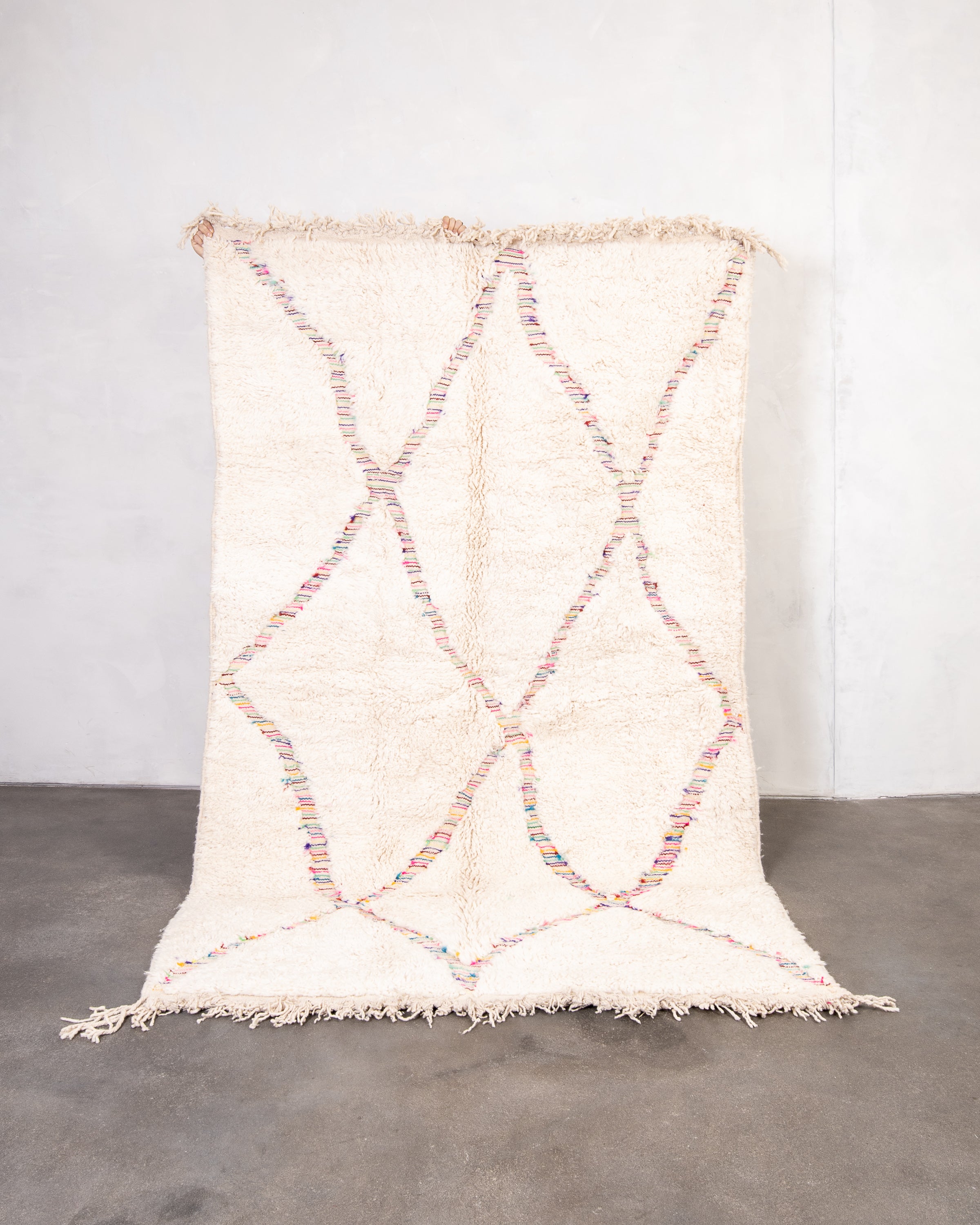 Modern designer handcrafted Berber rug from morocco Beniourain with beautiful colors and patterns