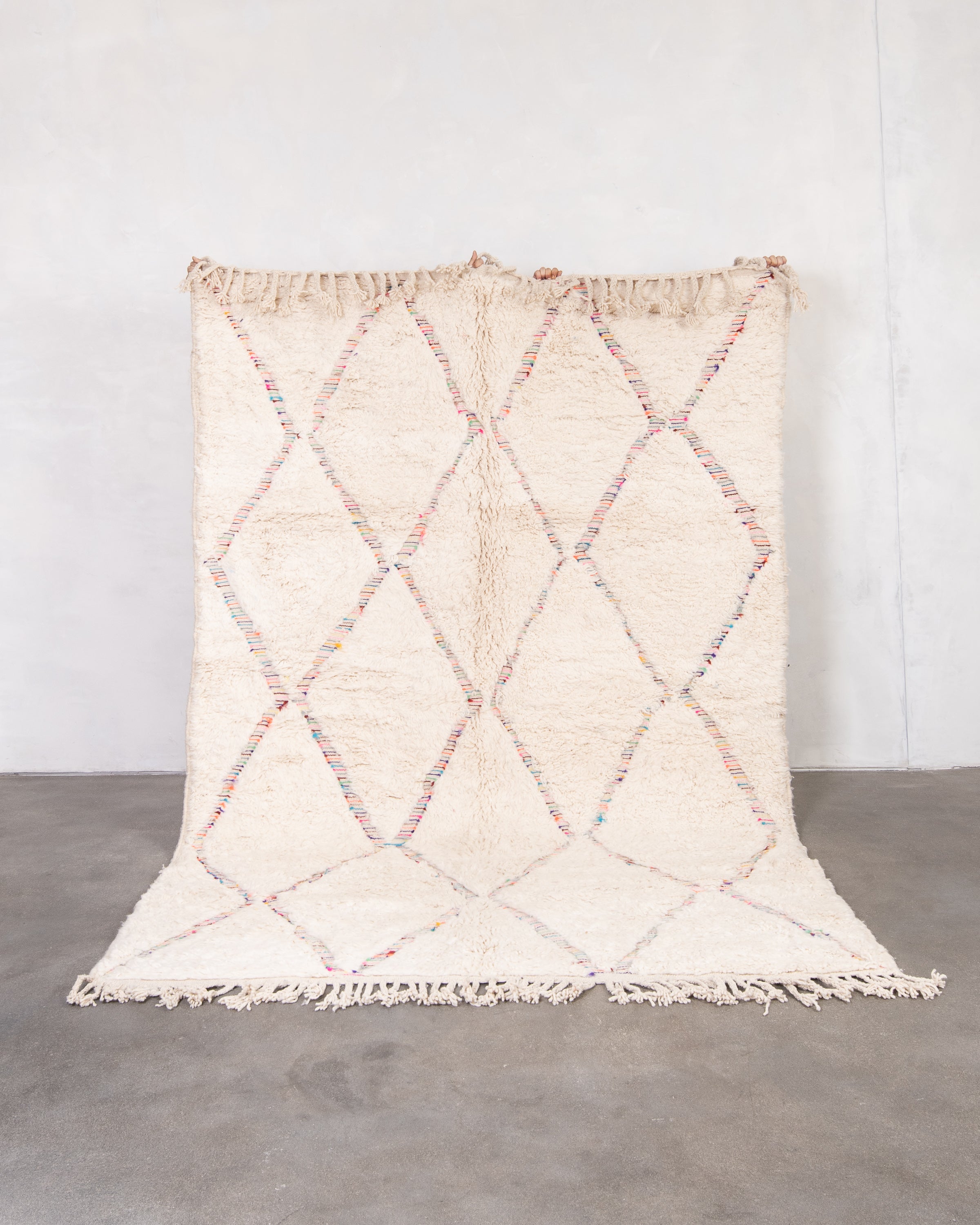 Modern designer handcrafted Berber rug from morocco Beniourain with beautiful colors and patterns