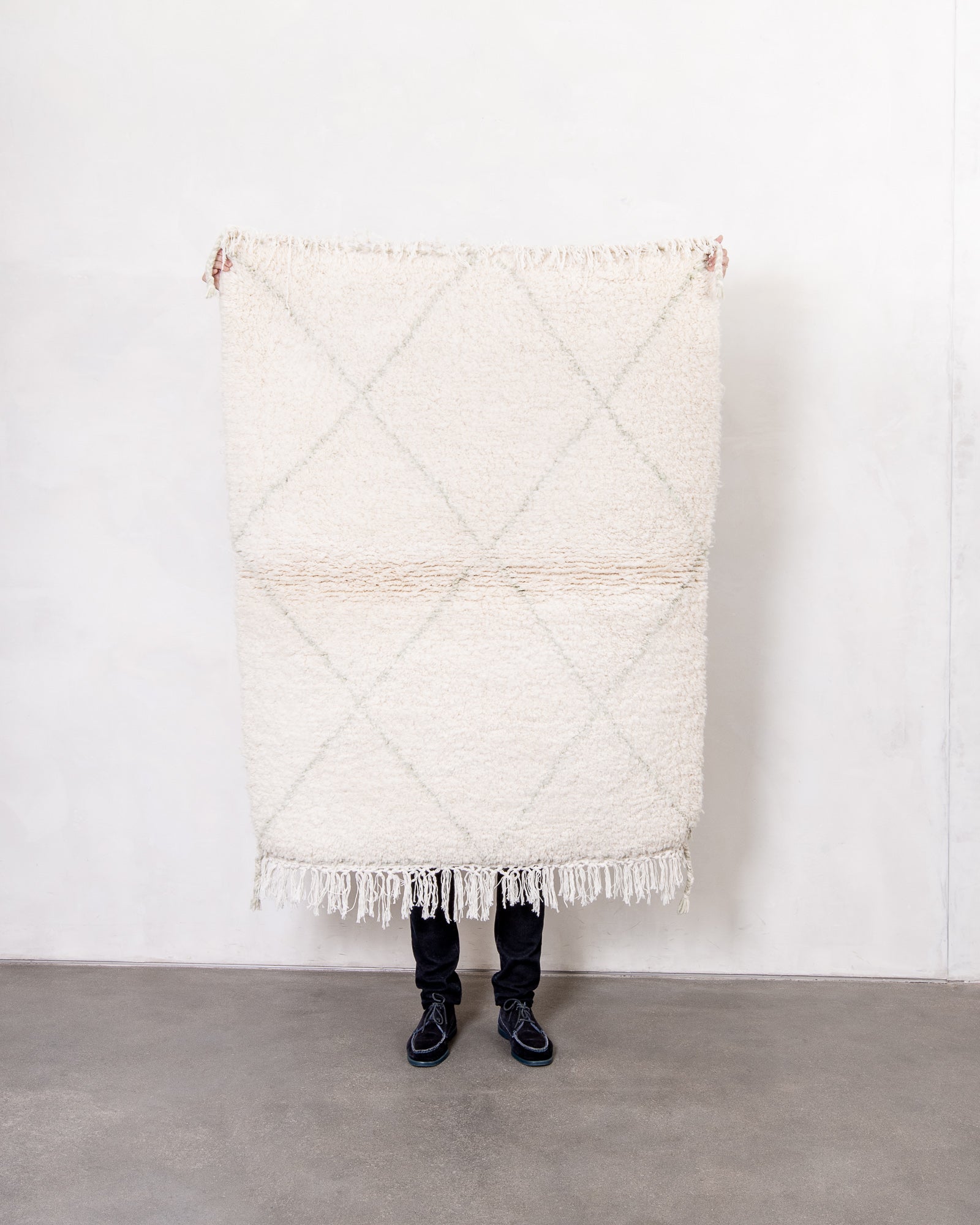 Modern, designer, handcrafted Berber rug from Morocco. Beniourain carpet with beautiful colours and patterns and fluffy wool texture. 