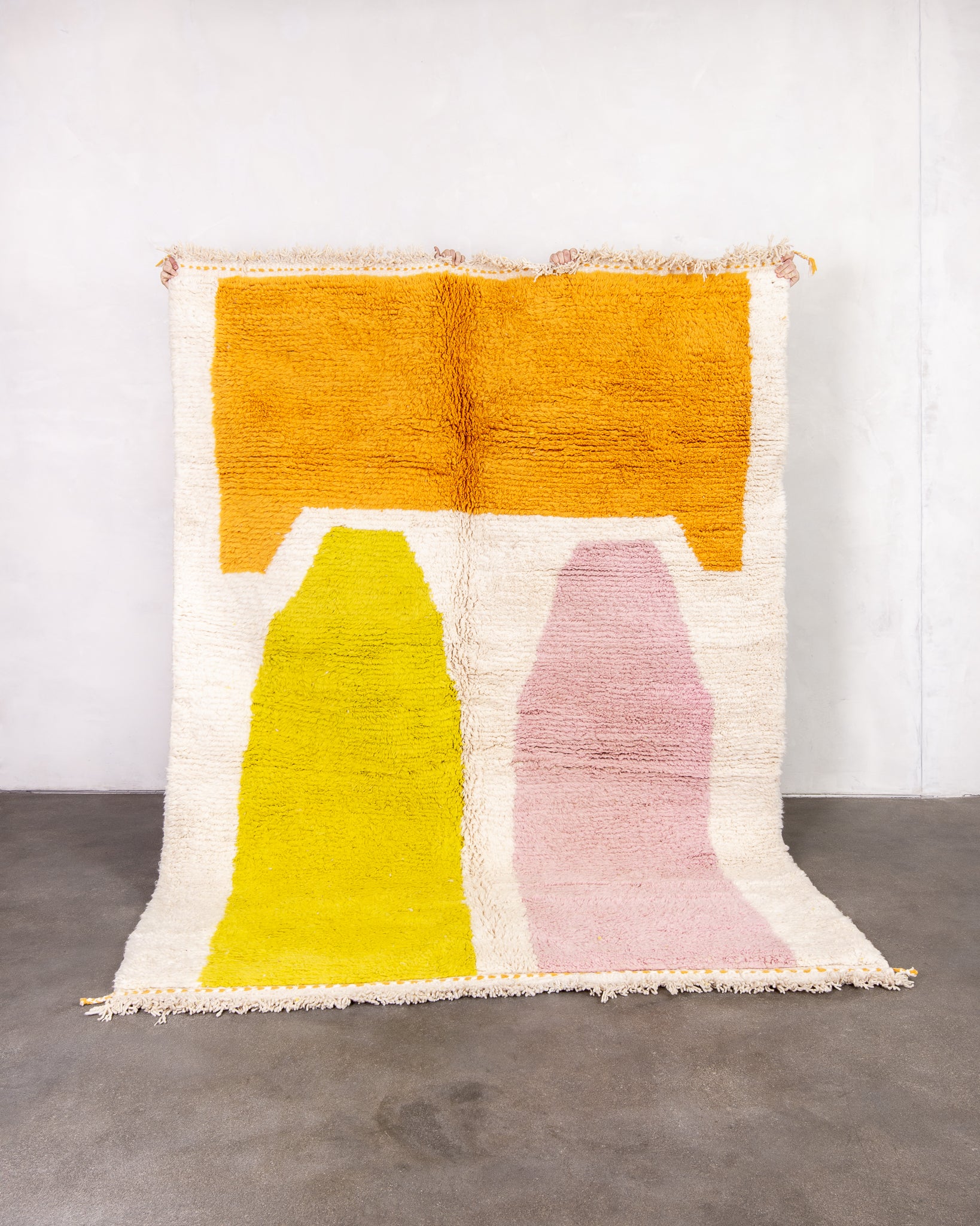 Modern designer handcrafted Berber rug from morocco Beniourain with beautiful colors and patterns