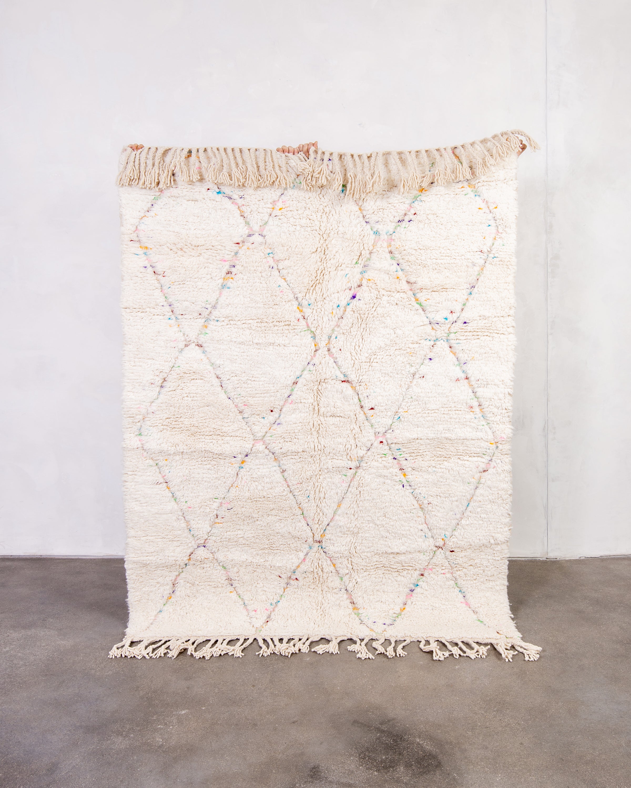 Modern designer handcrafted Berber rug from morocco Beniourain with beautiful colors and patterns