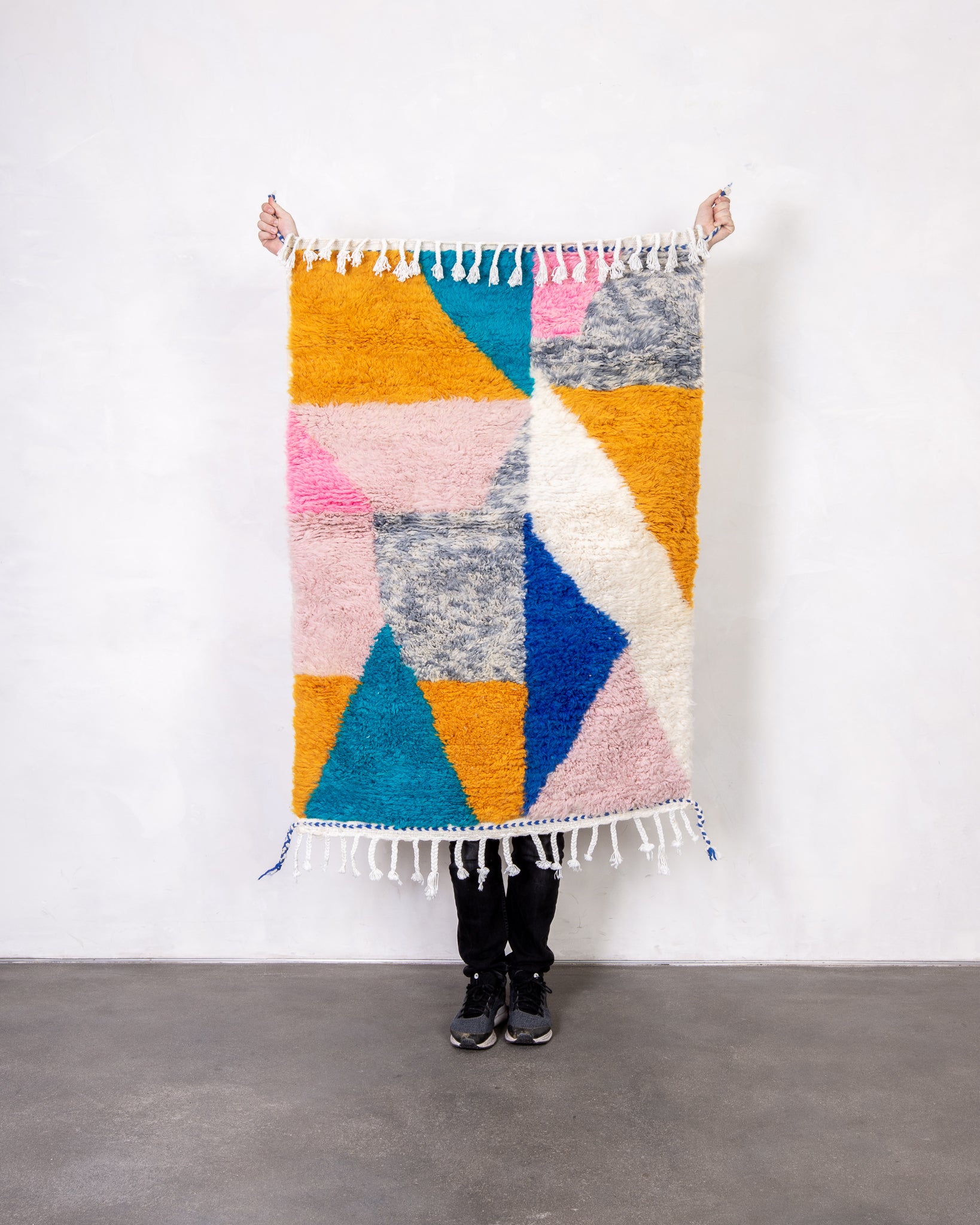 Modern designer handcrafted Berber rug from morocco Beniourain with beautiful colors and patterns