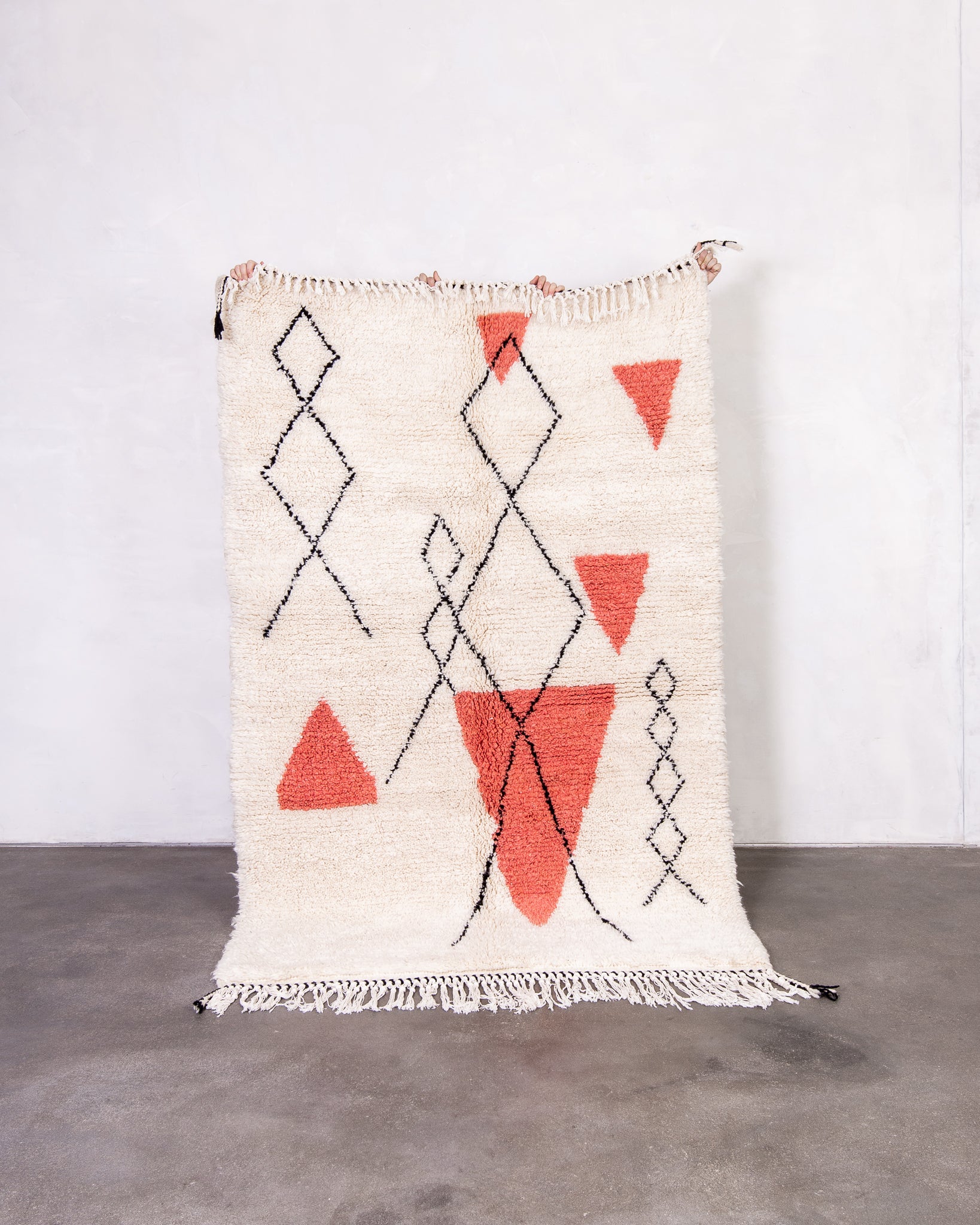 Modern designer handcrafted Berber rug from morocco Beniourain with beautiful colors and patterns