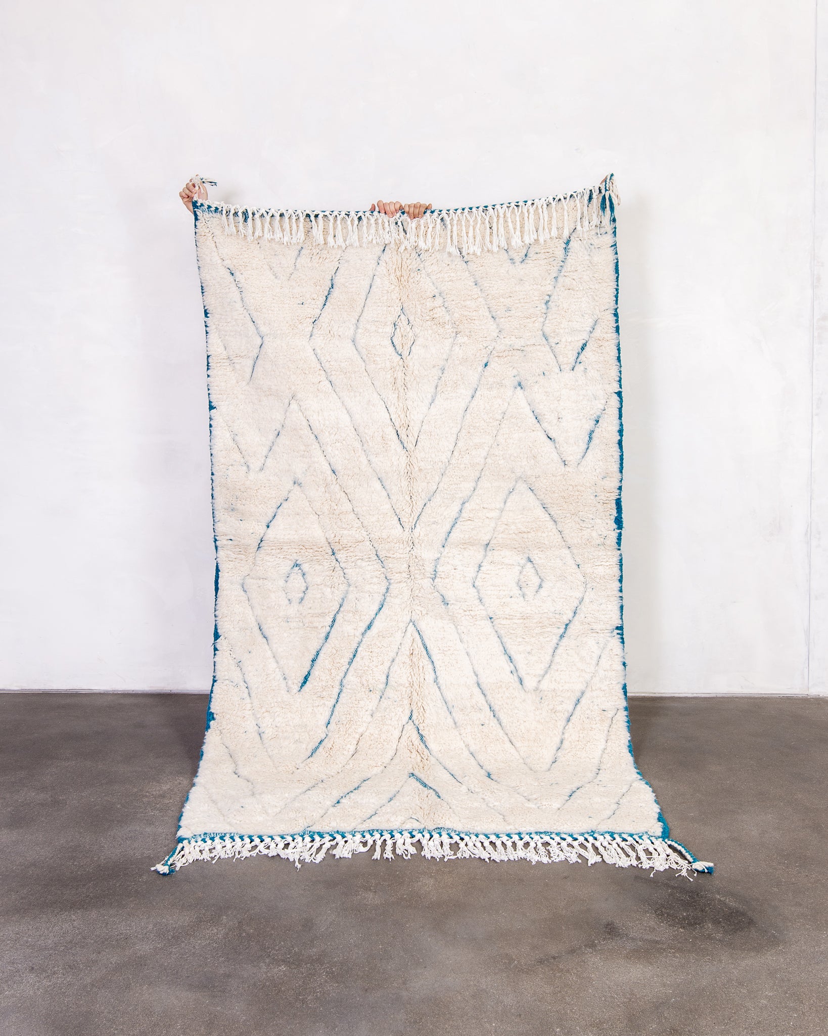 Modern designer handcrafted Berber rug from morocco Beniourain with beautiful colors and patterns