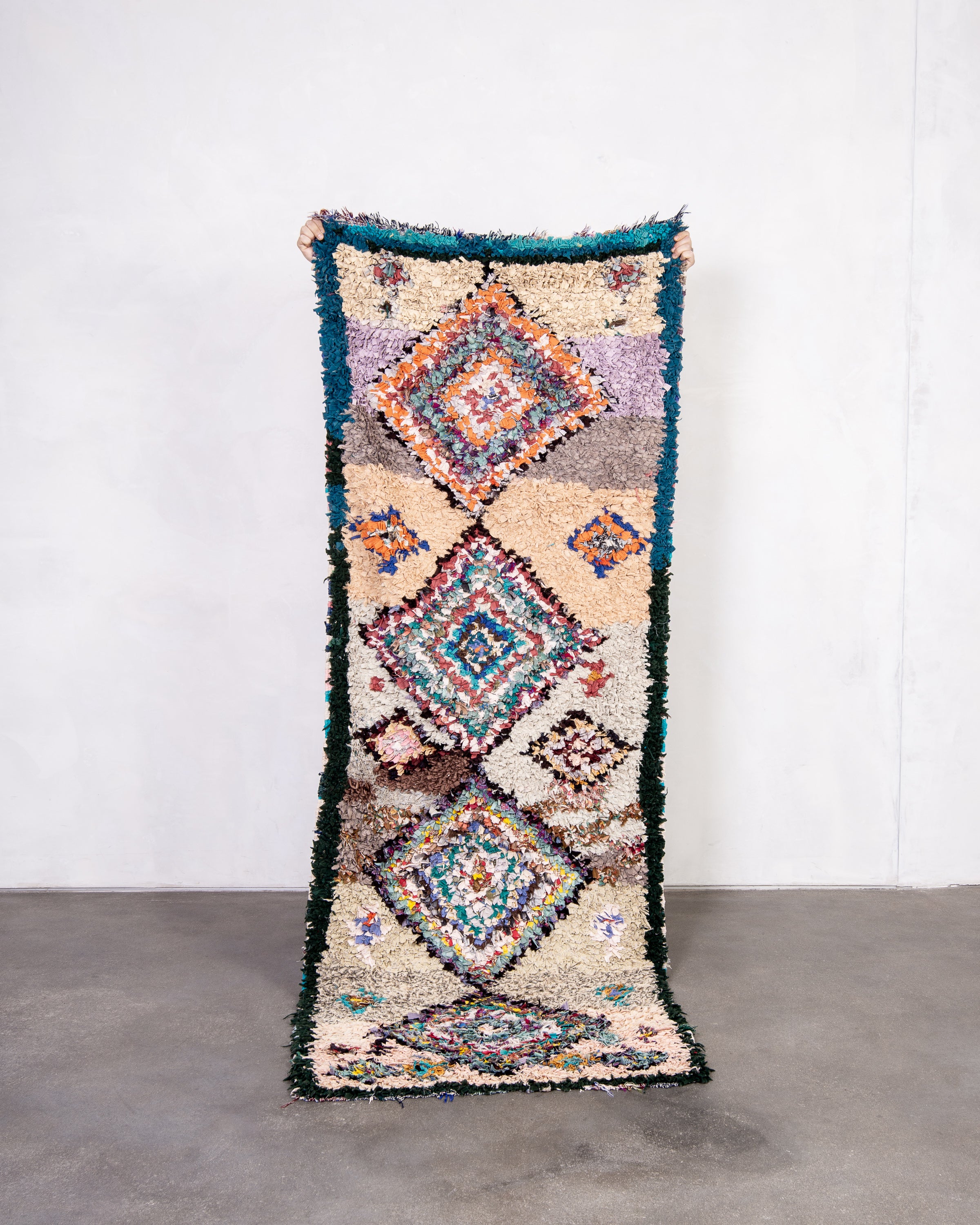 Modern designer handcrafted Berber rug from morocco Beniourain with beautiful colors and patterns