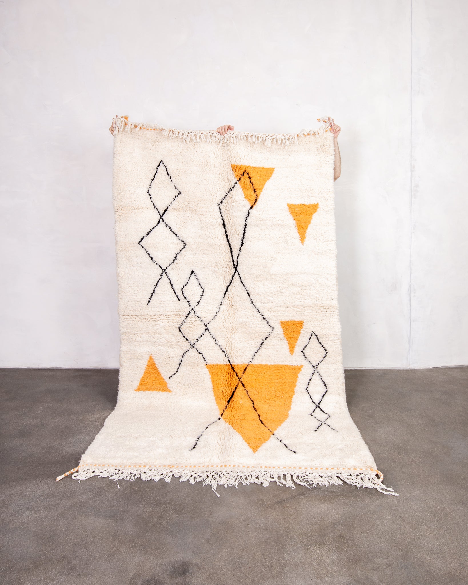 Modern designer handcrafted Berber rug from morocco Beniourain with beautiful colors and patterns