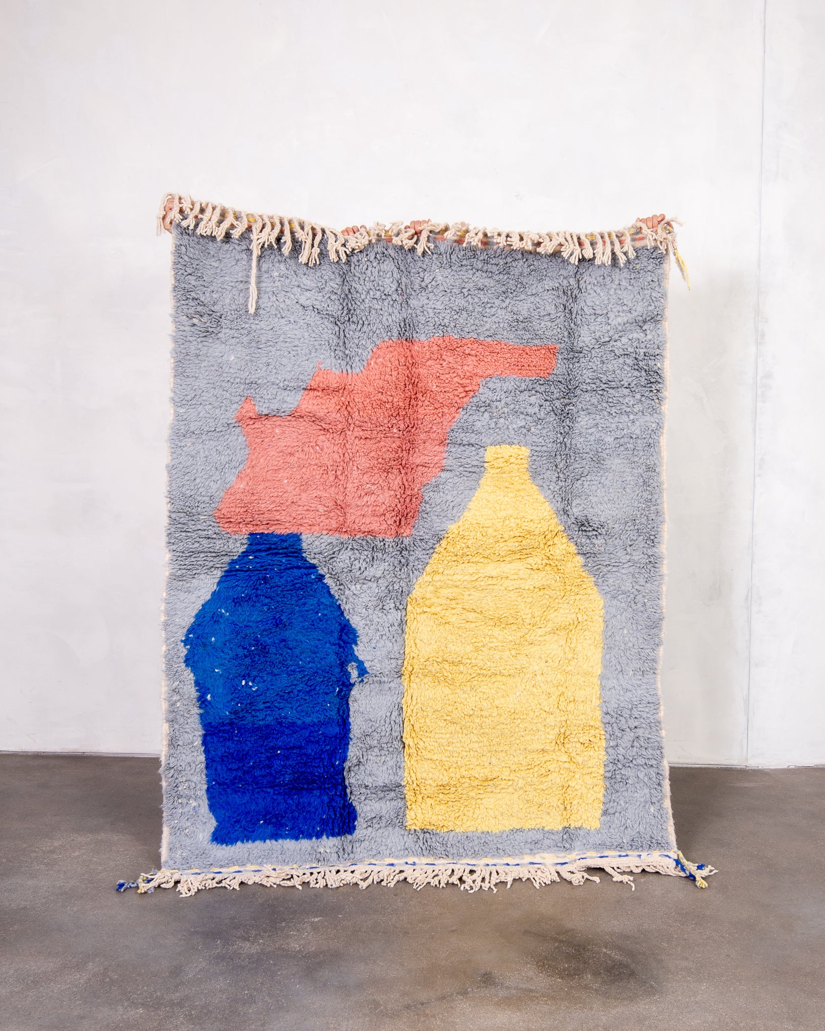 Modern designer handcrafted Berber rug from morocco Beniourain with beautiful colors and patterns