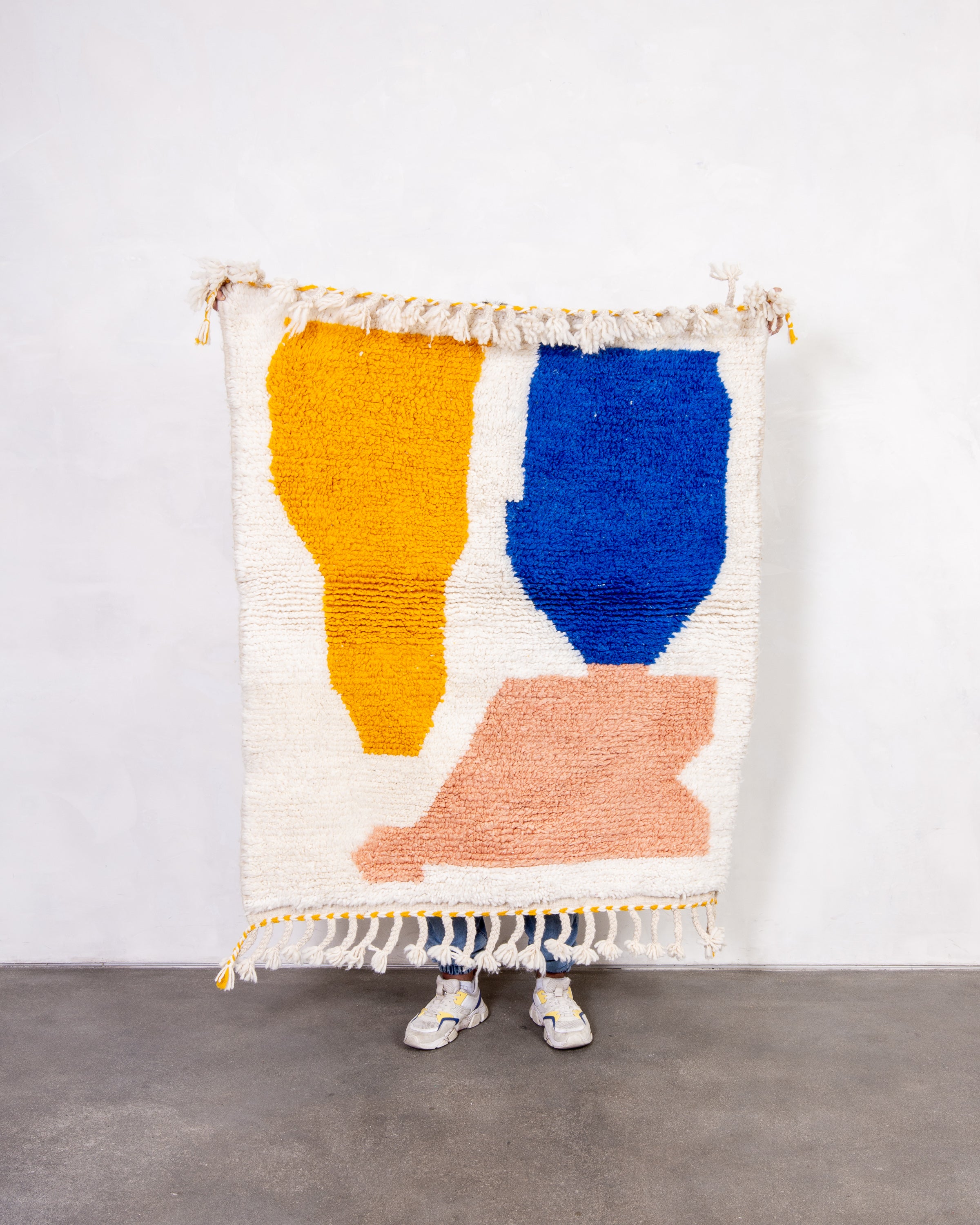 Modern designer handcrafted Berber rug from morocco Beniourain with beautiful colors and patterns