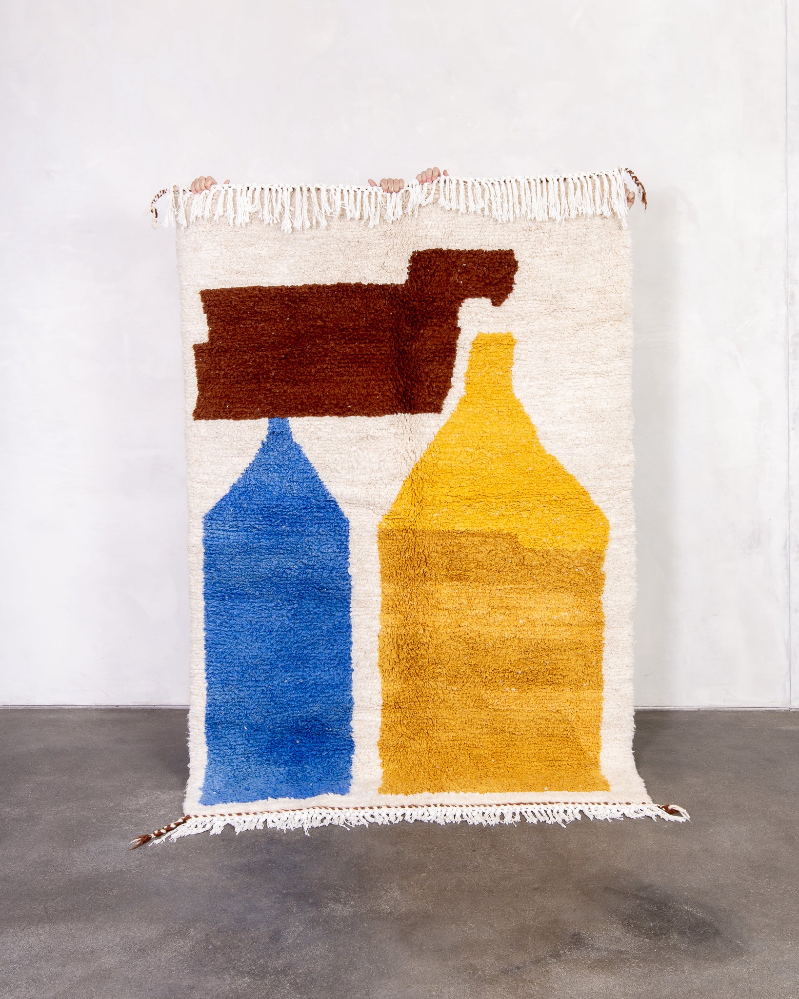 Modern designer handcrafted Berber rug from morocco Beniourain with beautiful colors and patterns