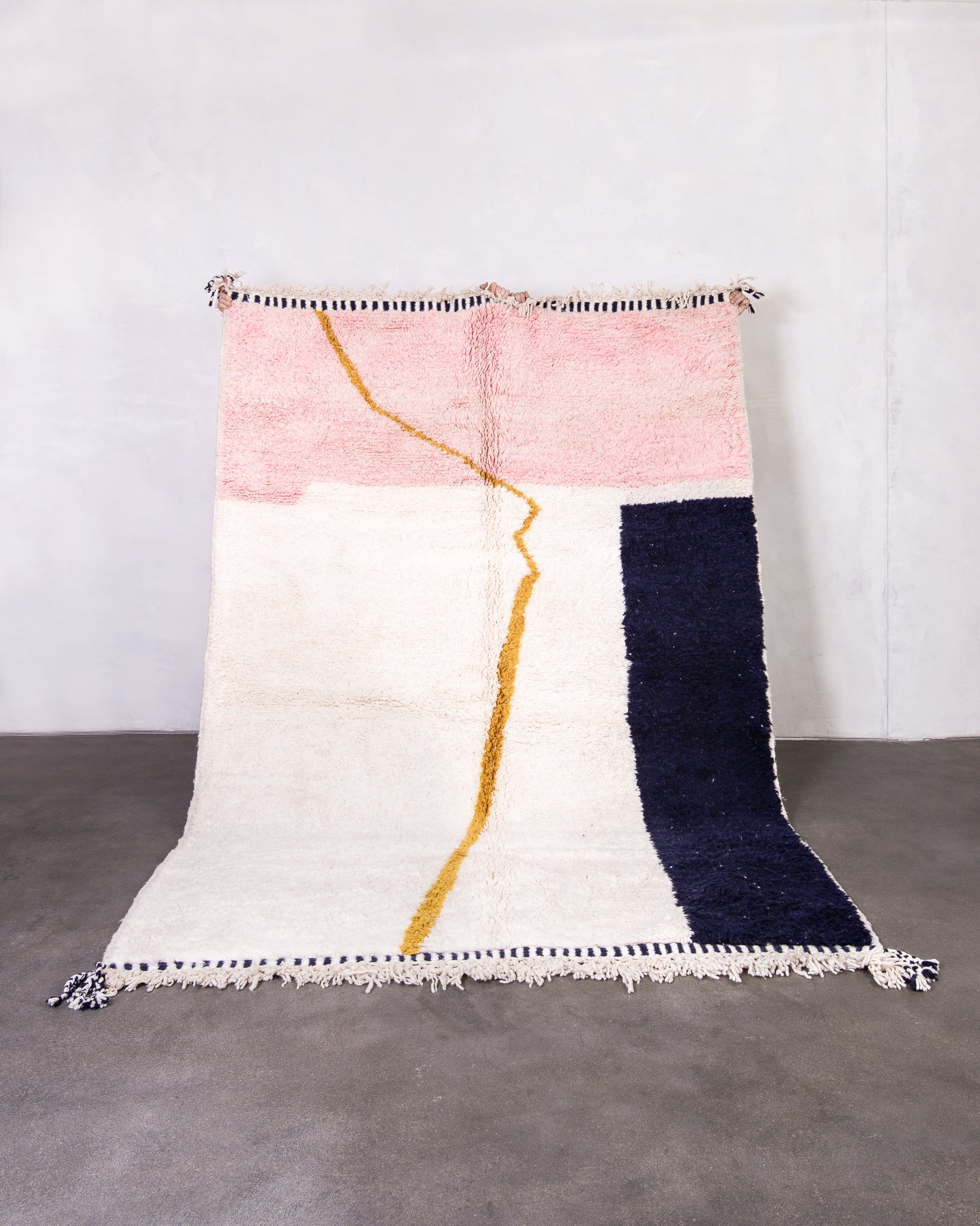 Modern designer handcrafted Berber rug from morocco Beniourain with beautiful colors and patterns