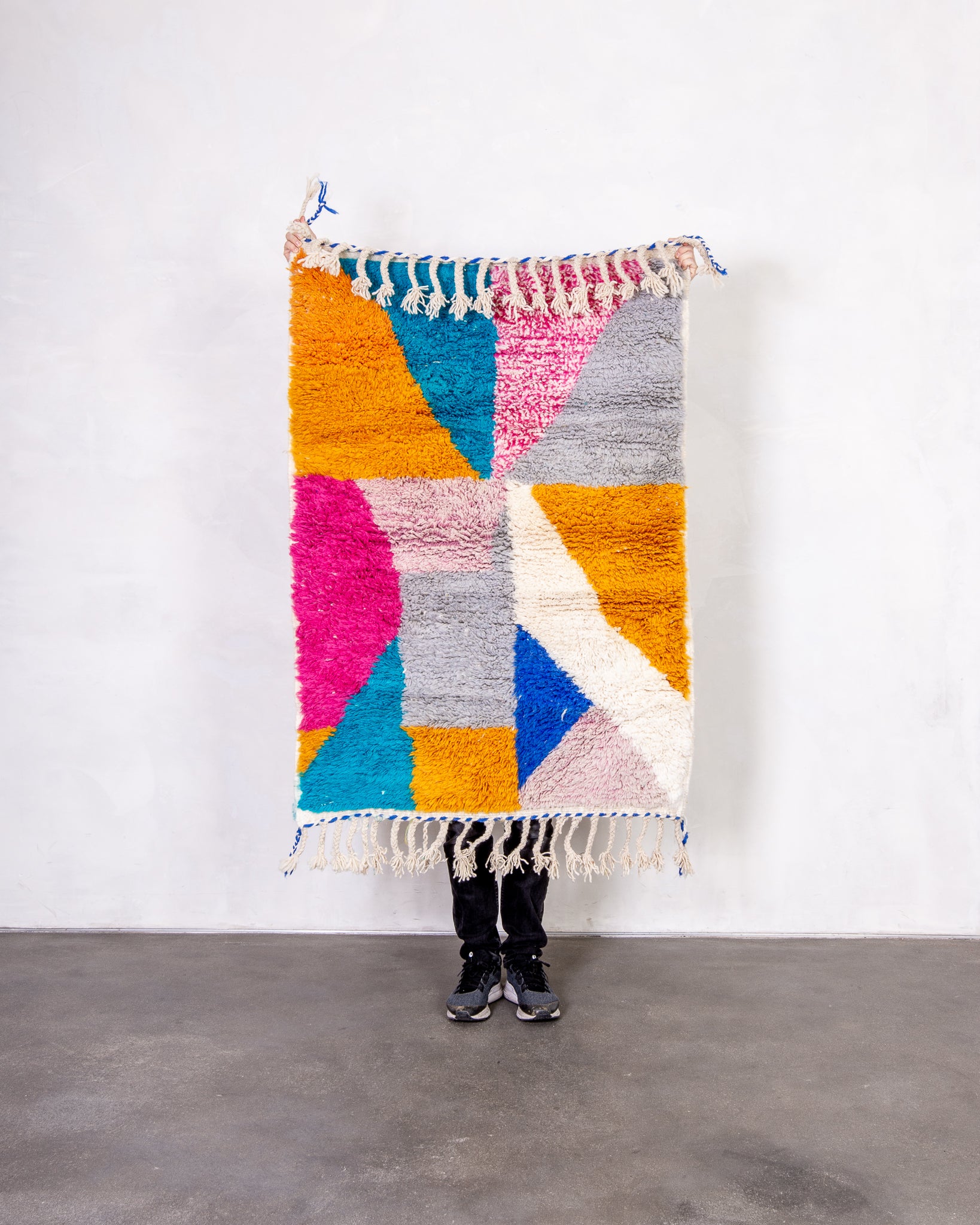 Modern designer handcrafted Berber rug from morocco Beniourain with beautiful colors and patterns