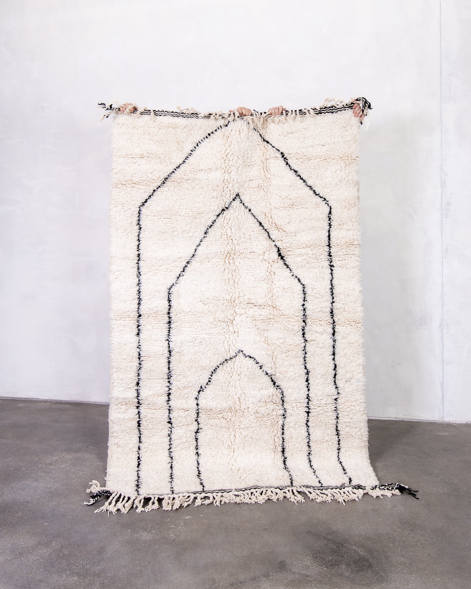 Modern designer handcrafted Berber rug from morocco Beniourain with beautiful colors and patterns