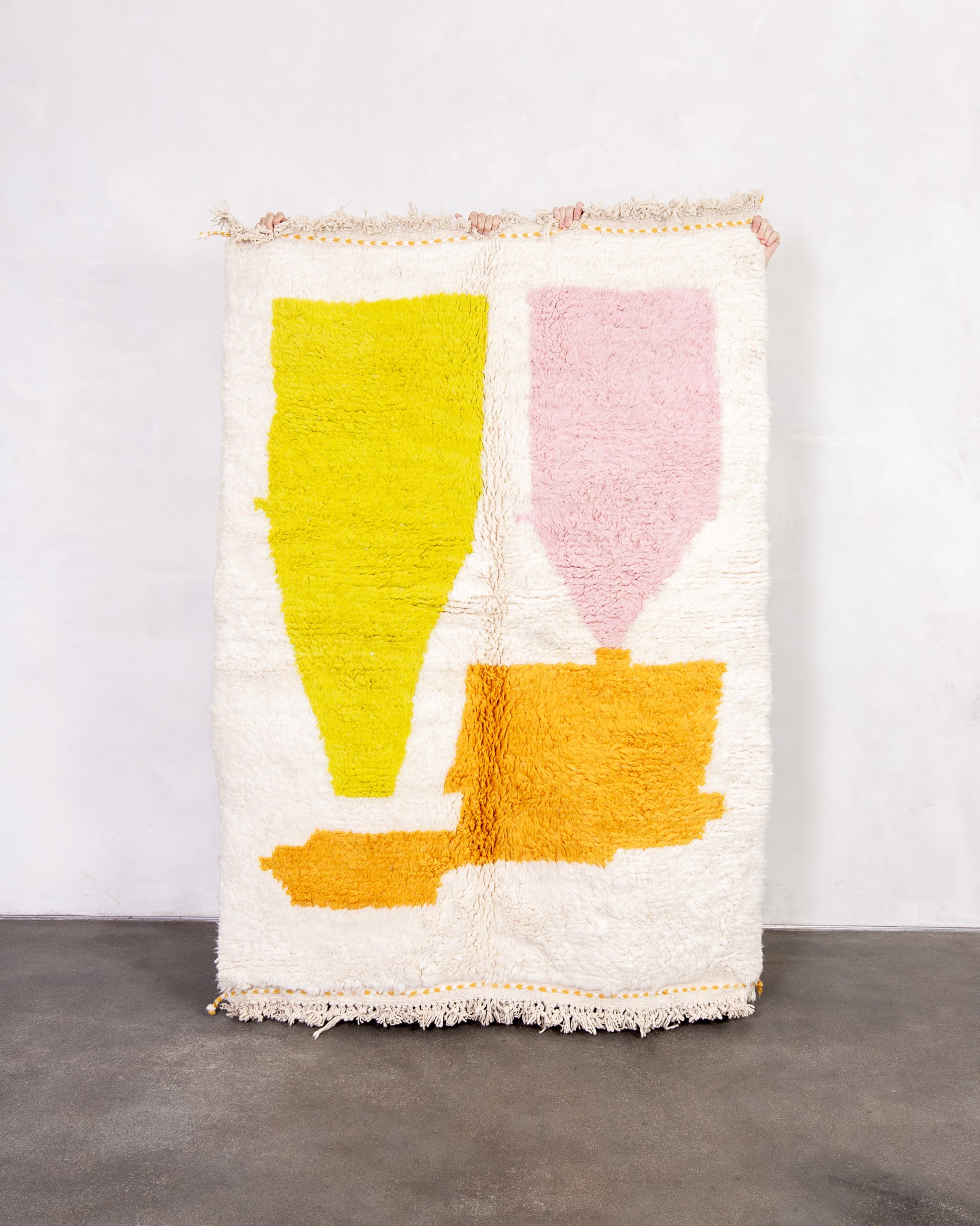 Modern designer handcrafted Berber rug from morocco Beniourain with beautiful colors and patterns