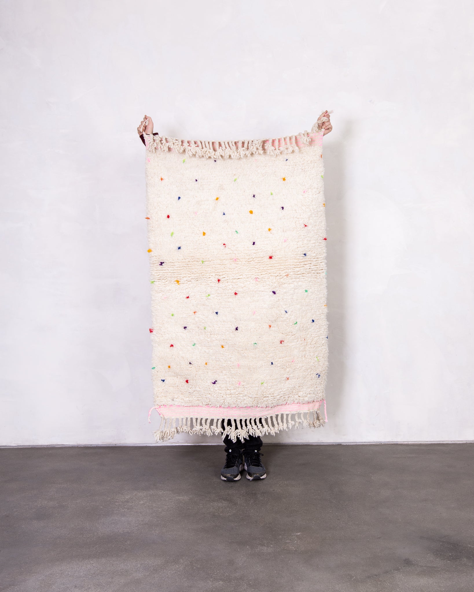 Modern designer handcrafted Berber rug from morocco Beniourain with beautiful colors and patterns