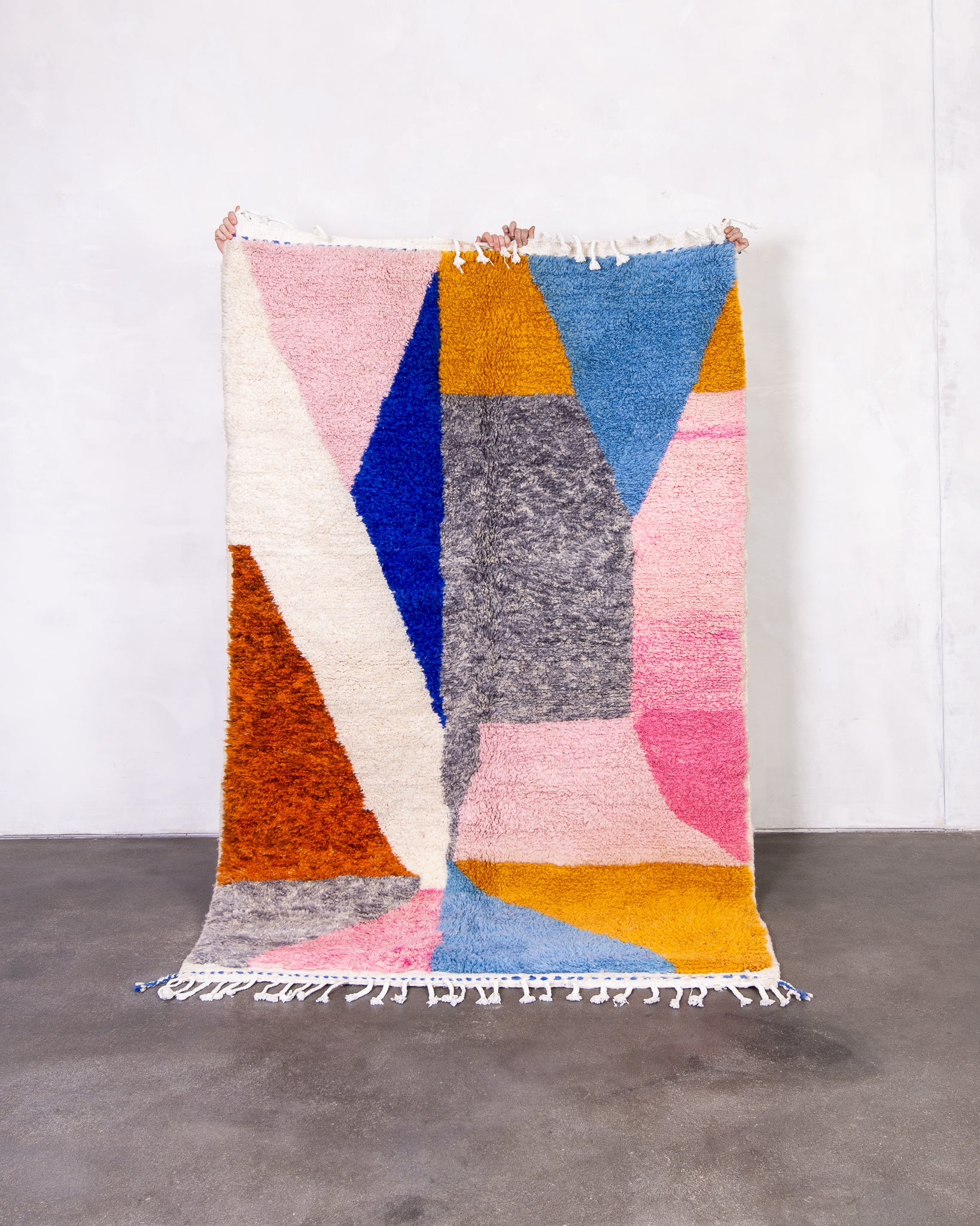 Modern designer handcrafted Berber rug from morocco Beniourain with beautiful colors and patterns