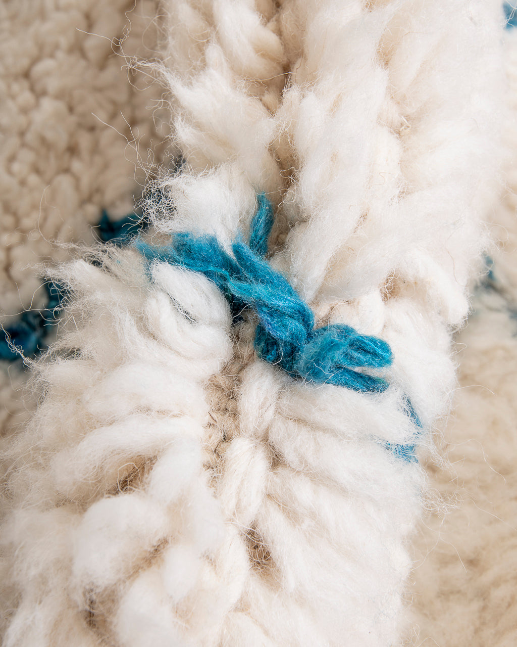 Modern, designer, handcrafted Berber rug from Morocco. Beniourain carpet with beautiful colors and patterns and fluffy wool texture.