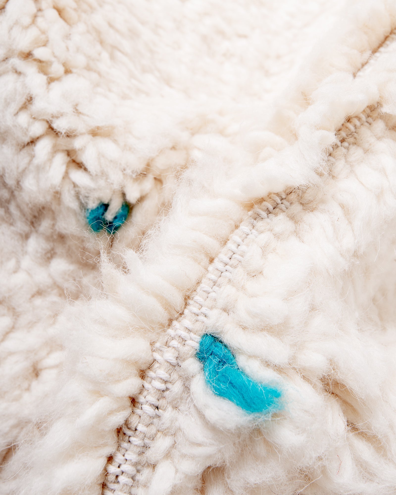 Modern, designer, handcrafted Berber rug from Morocco. Beniourain carpet with beautiful colours and patterns and fluffy wool texture.