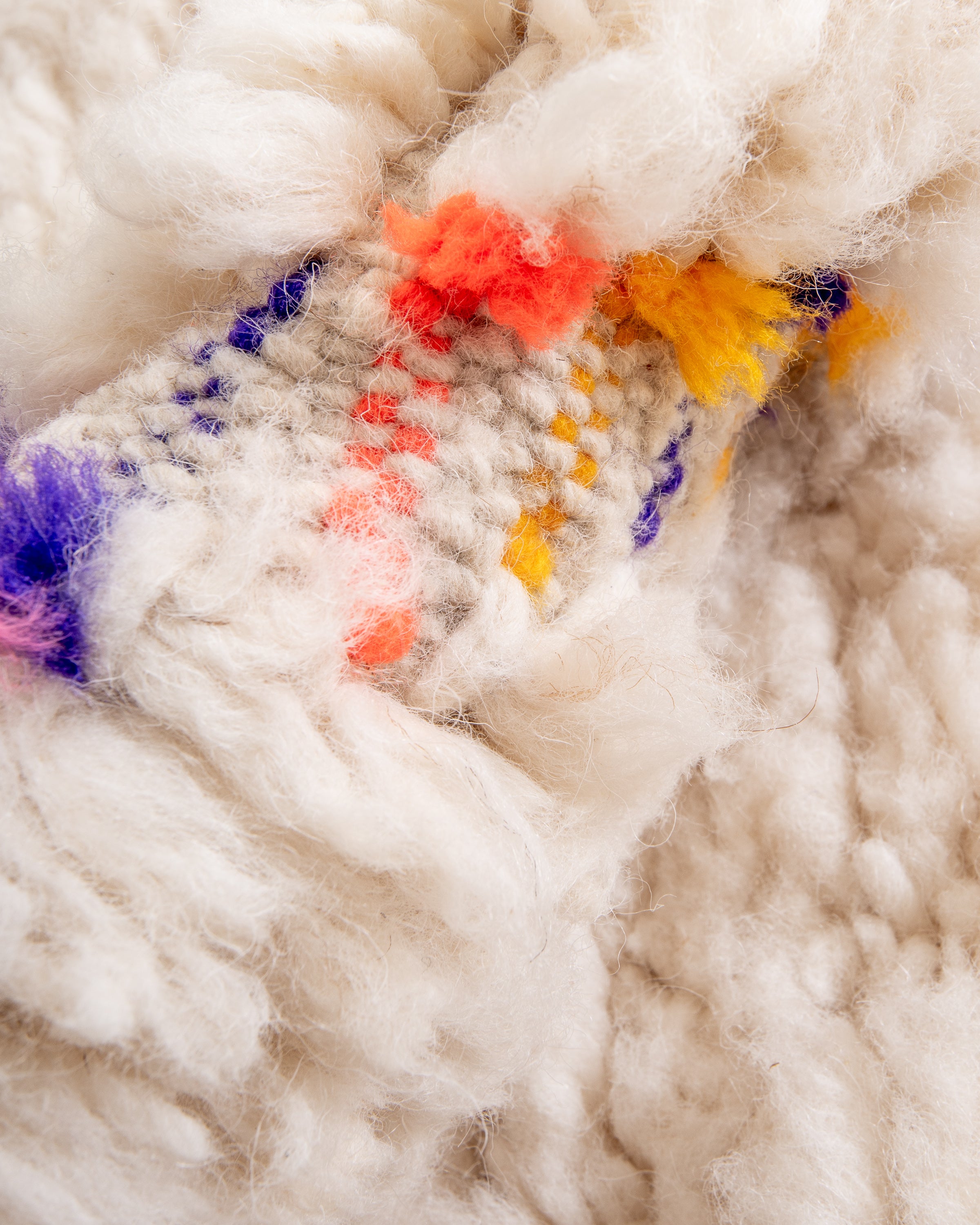 Modern designer handcrafted Berber rug from morocco Beniourain with beautiful colors and patterns and fluffy wool texture