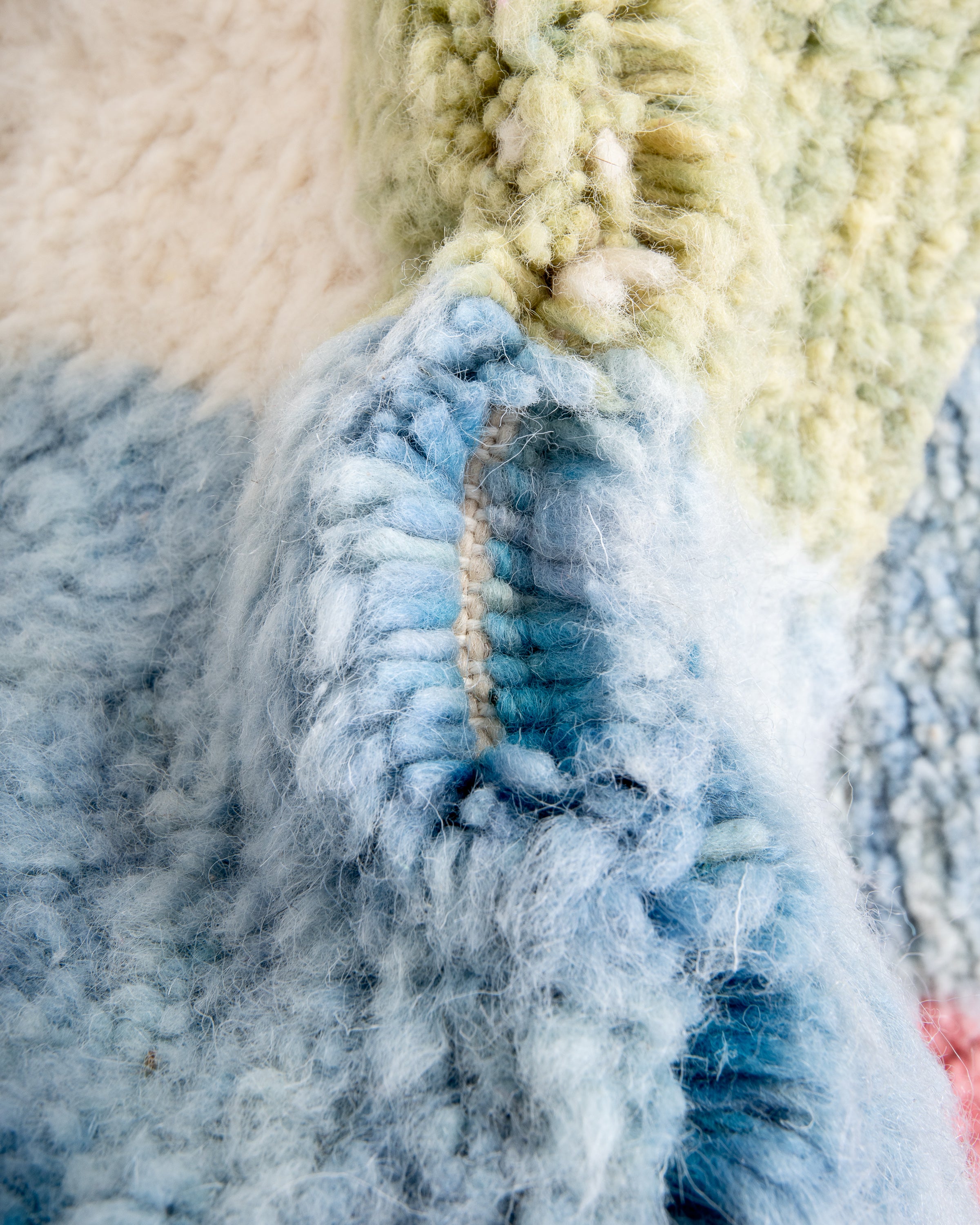 Modern designer handcrafted Berber rug from morocco Beniourain with beautiful colors and patterns