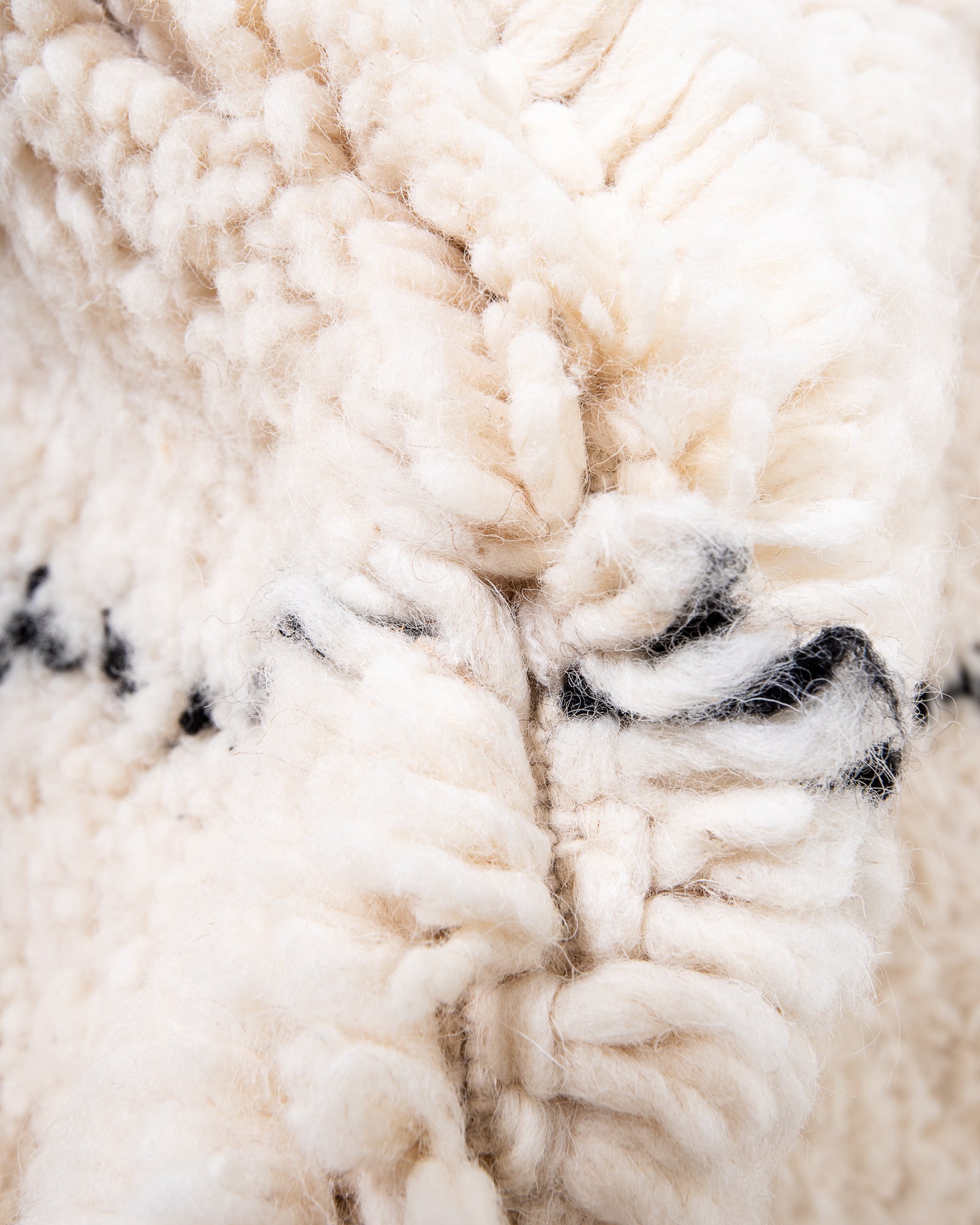 Modern, designer, handcrafted Berber rug from Morocco. Beniourain carpet with beautiful colours and patterns and fluffy wool texture.