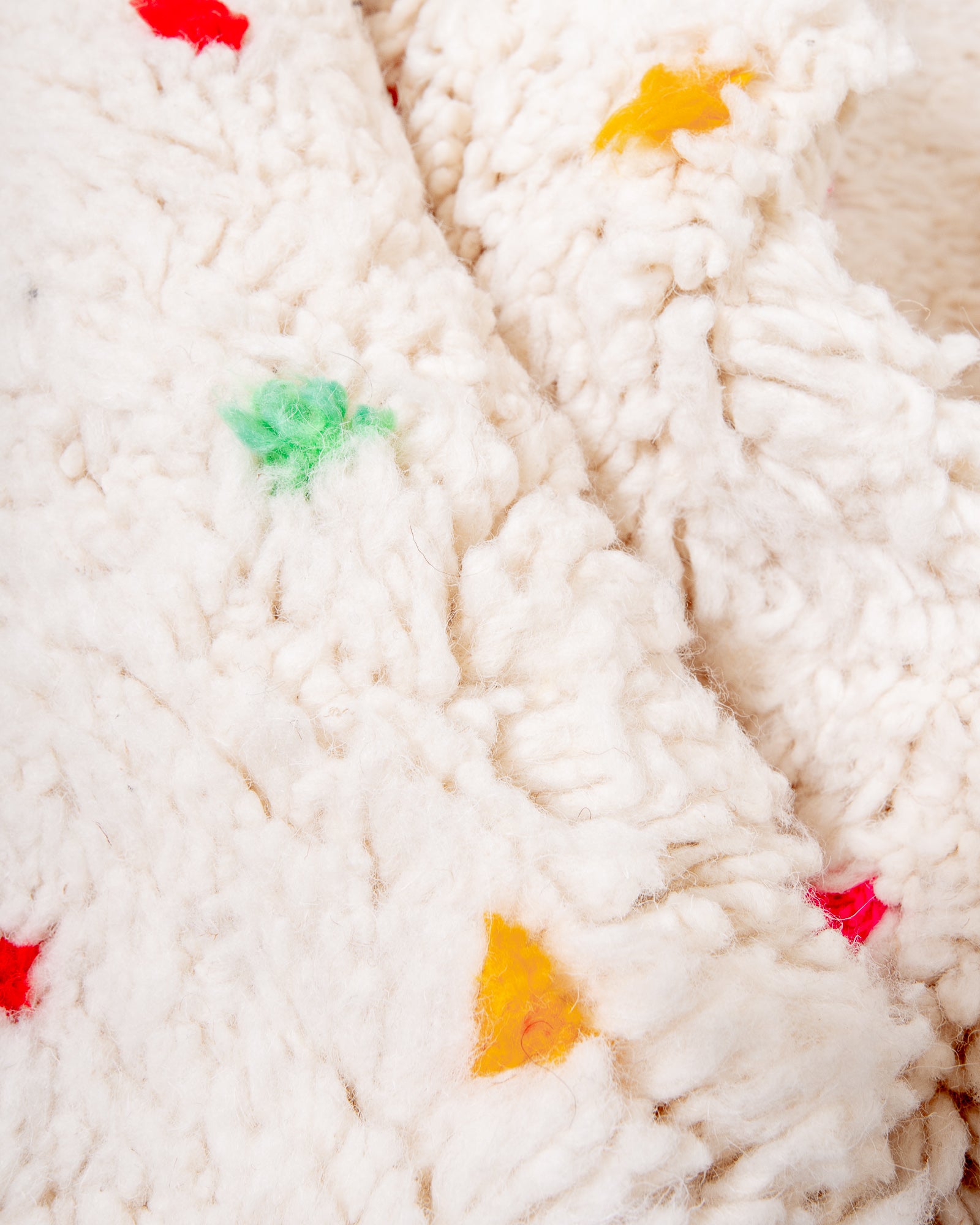 Modern, designer, handcrafted Berber rug from Morocco. Beniourain carpet with beautiful colours and patterns and fluffy wool texture. 