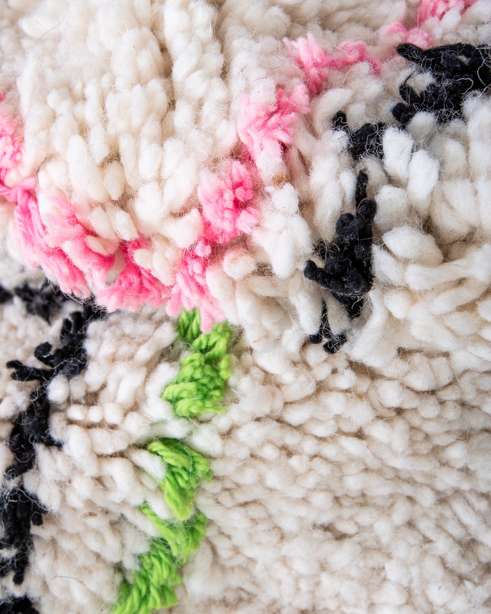 Modern, designer, handcrafted Berber rug from Morocco. Beniourain carpet with beautiful colours and patterns and fluffy wool texture. 