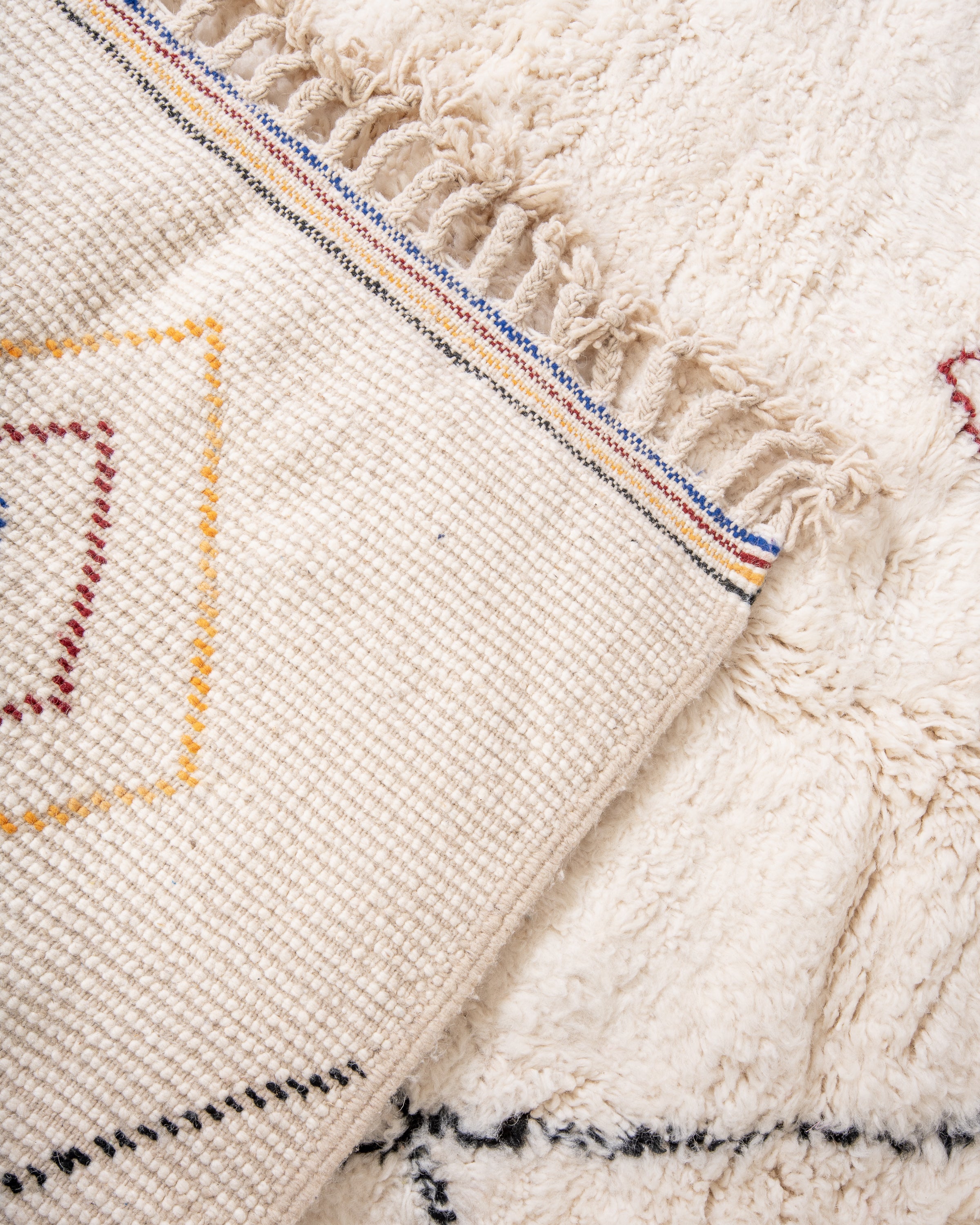 Modern designer handcrafted Berber rug from morocco Beniourain with beautiful colors and patterns