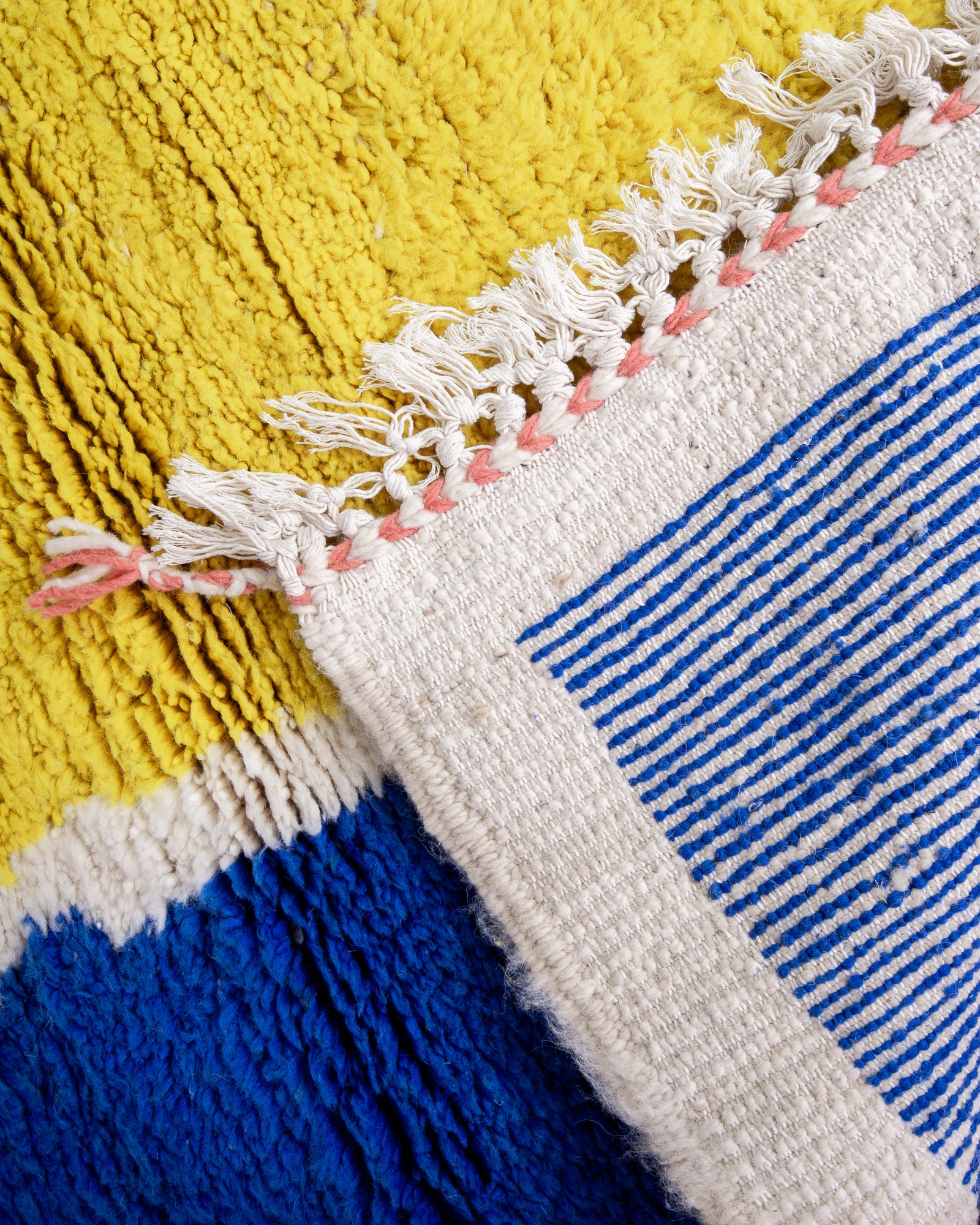 Modern designer handcrafted Berber rug from morocco Beniourain with beautiful colors and patterns