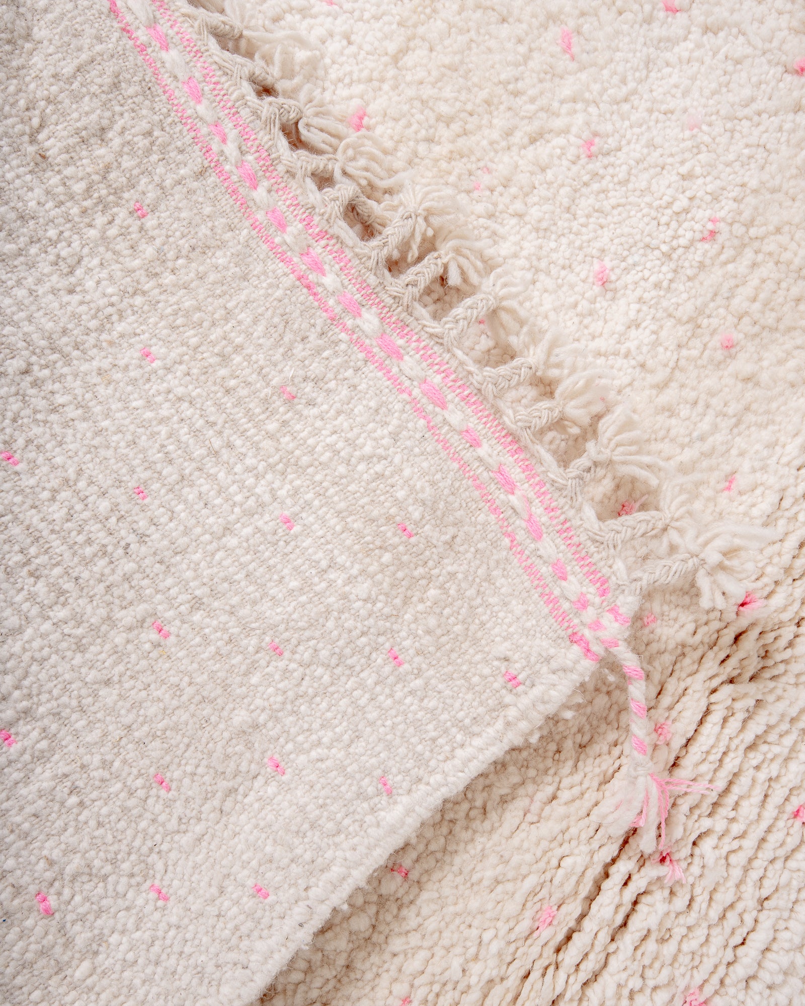 Modern, designer, handcrafted Berber rug from Morocco. Beniourain carpet with beautiful colours and patterns and fluffy wool texture. 