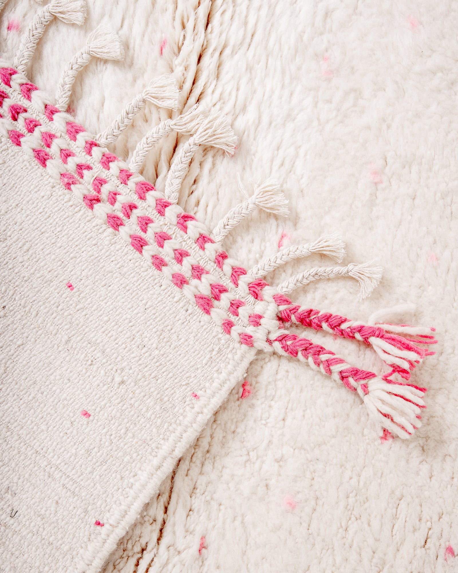 Modern, designer, handcrafted Berber rug from Morocco. Beniourain carpet with beautiful colours and patterns and fluffy wool texture. 