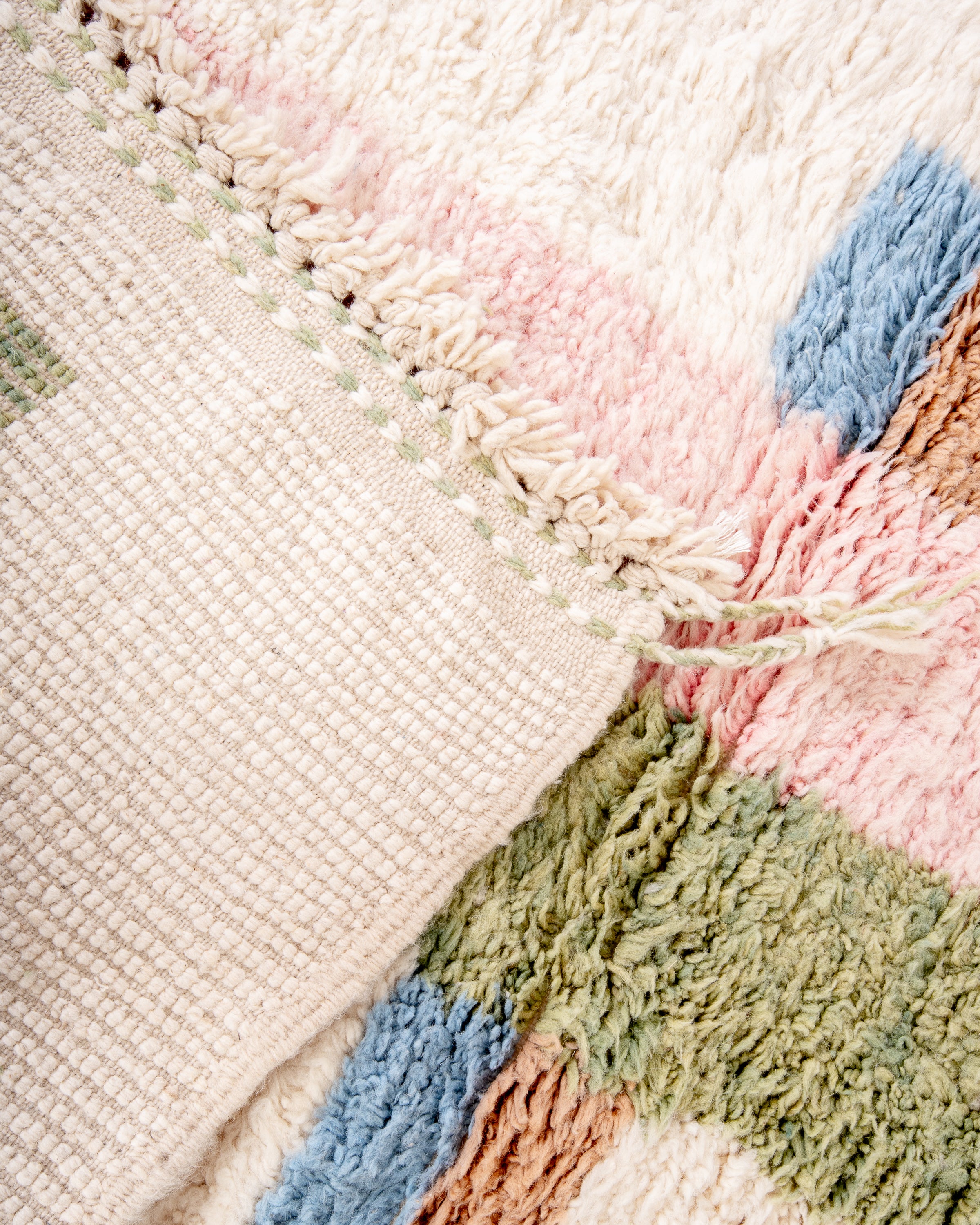 Modern designer handcrafted Berber rug from morocco Beniourain with beautiful colors and patterns