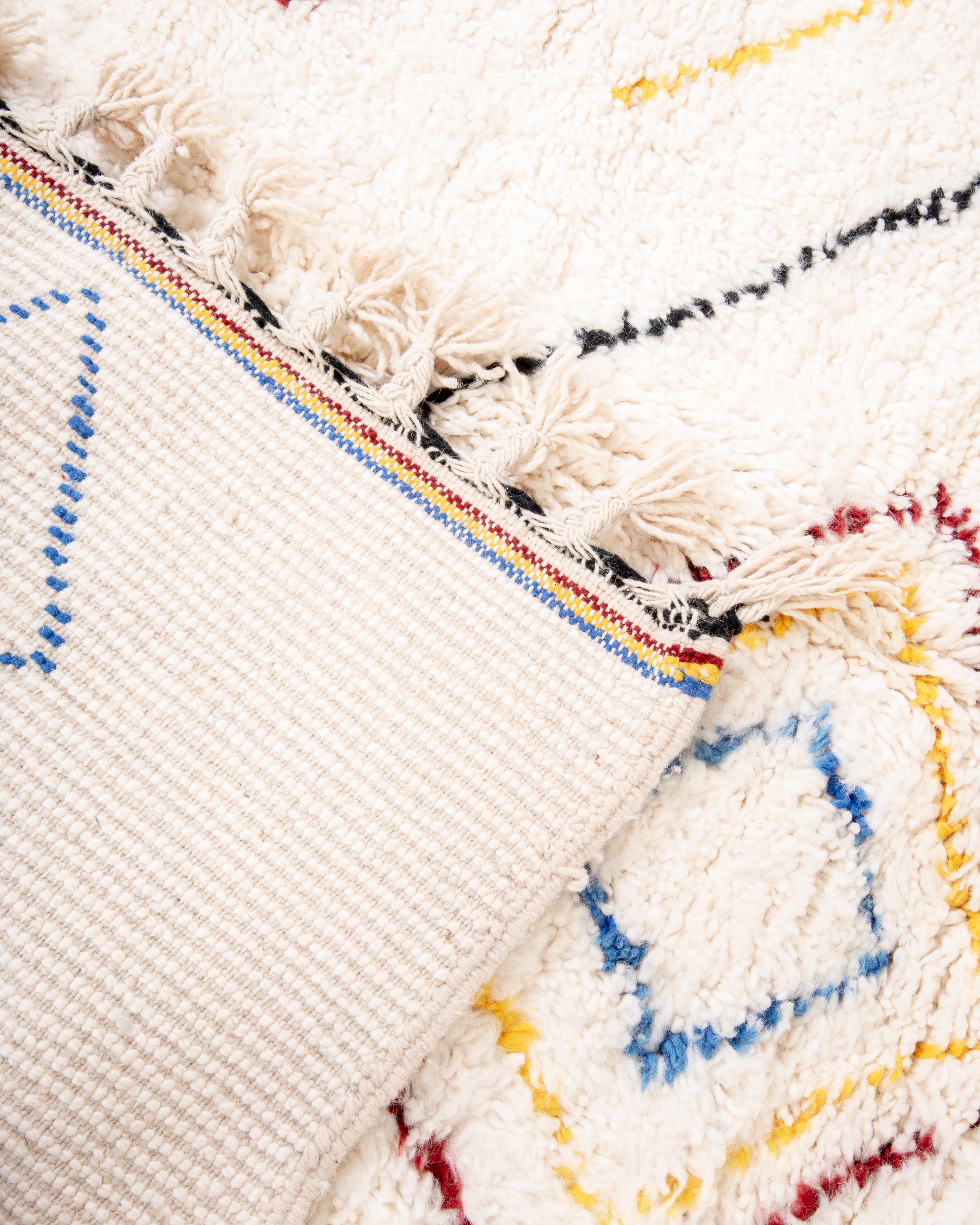 Modern designer handcrafted Berber rug from morocco Beniourain with beautiful colors and patterns