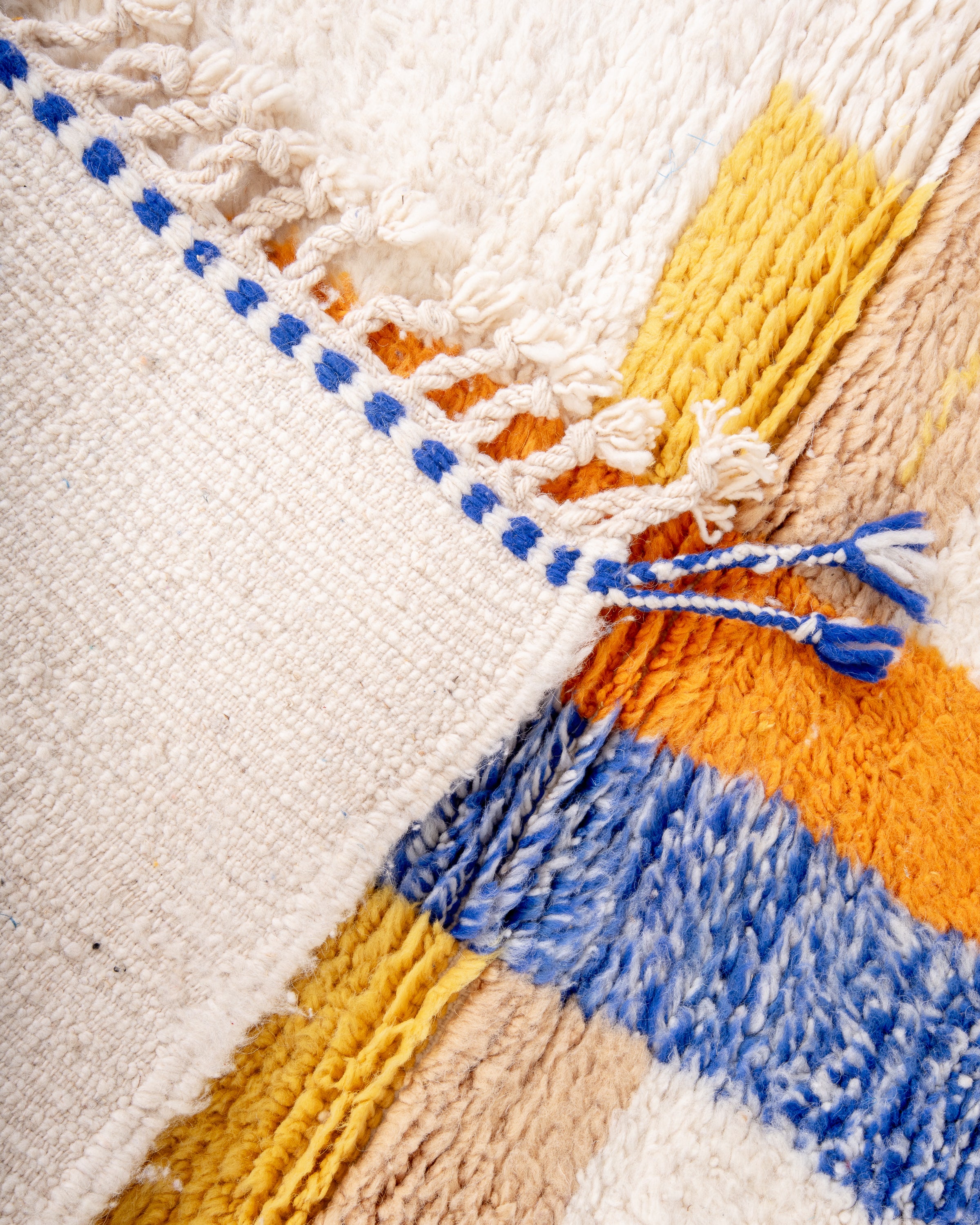 Modern designer handcrafted Berber rug from morocco Beniourain with beautiful colors and patterns